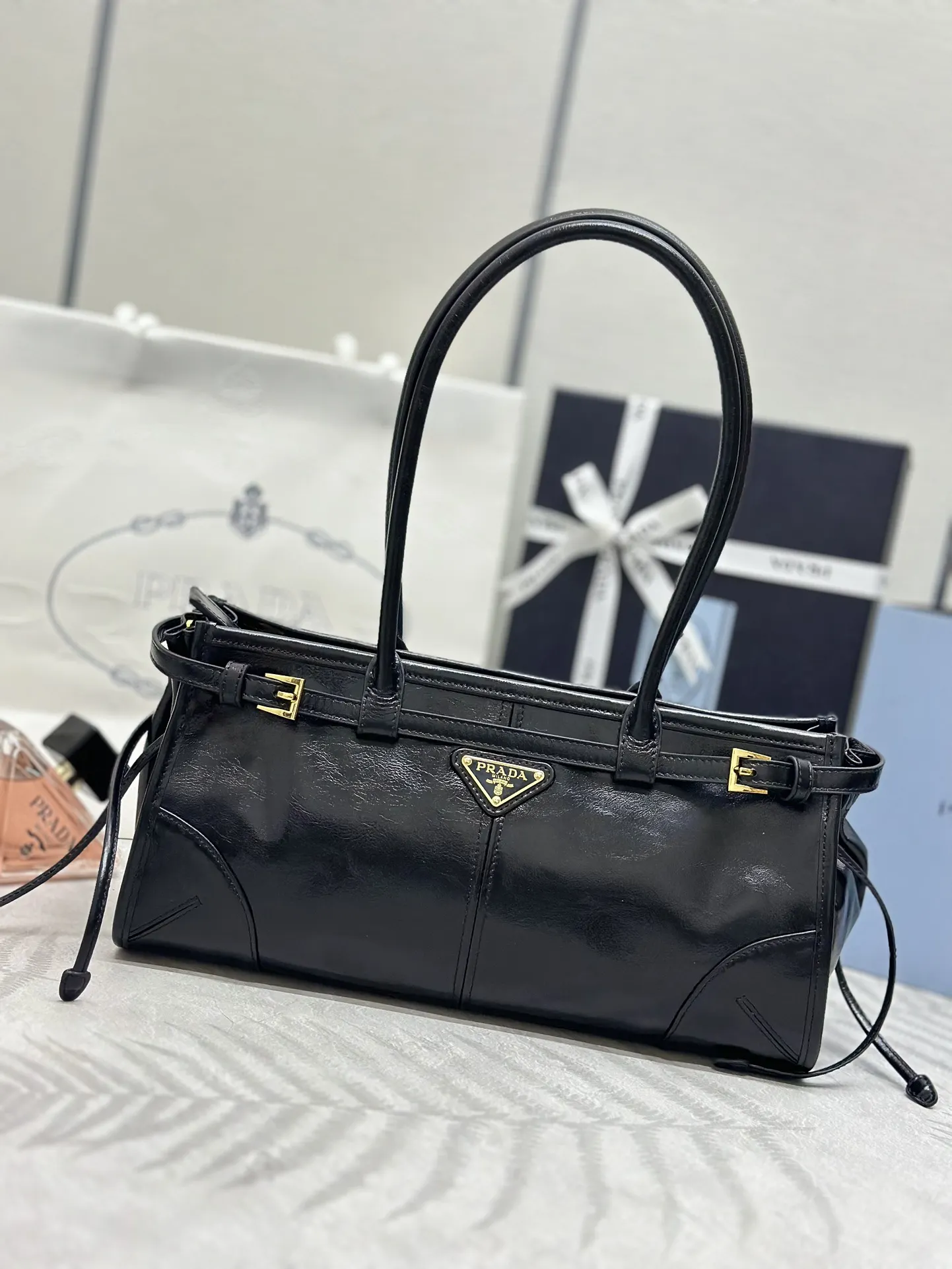 Prada Soft Lux Leather Top-Handle Bag D105011265