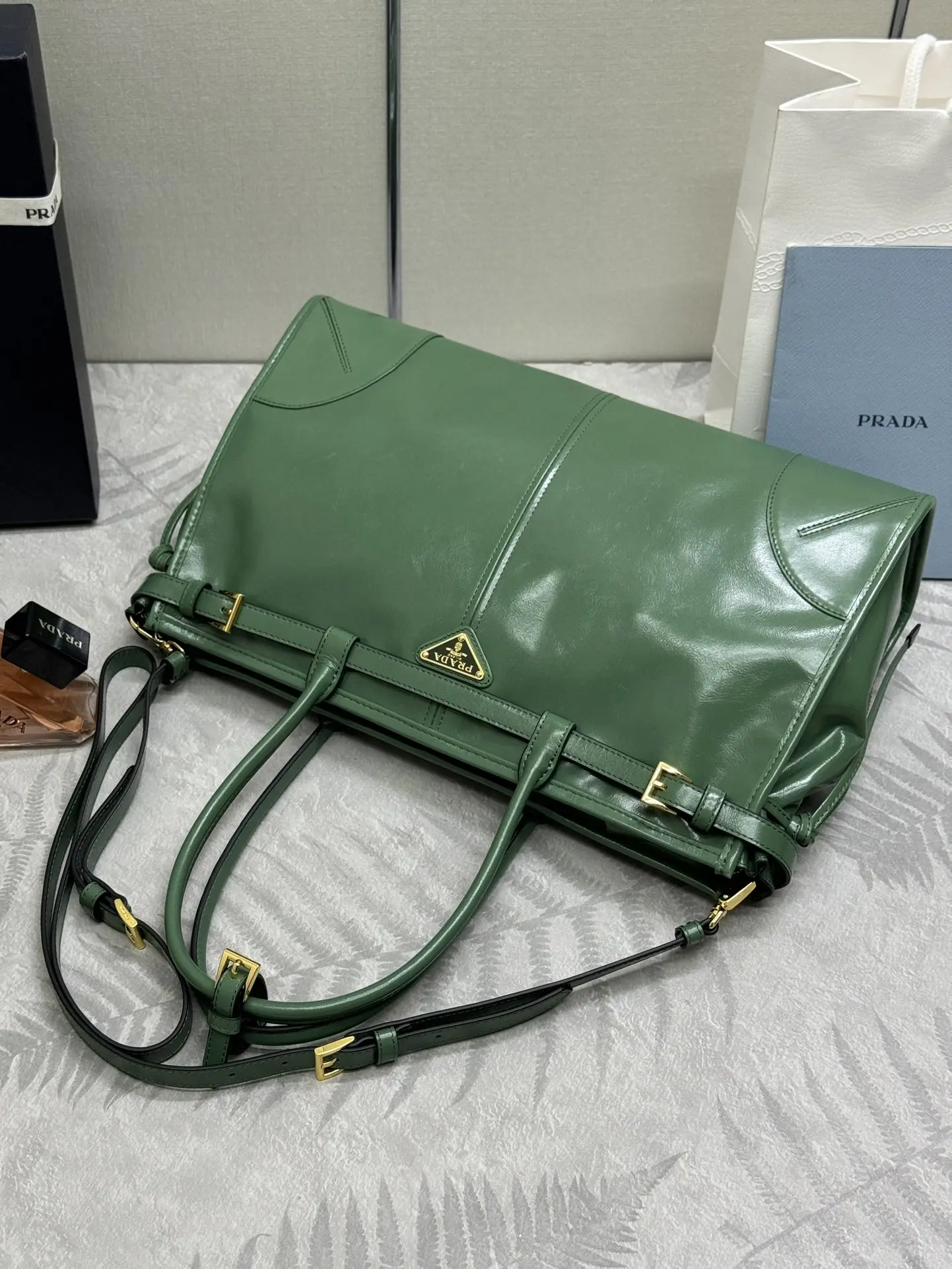 Prada Large Soft Lux Leather Tote Bag D115011021 — view 5