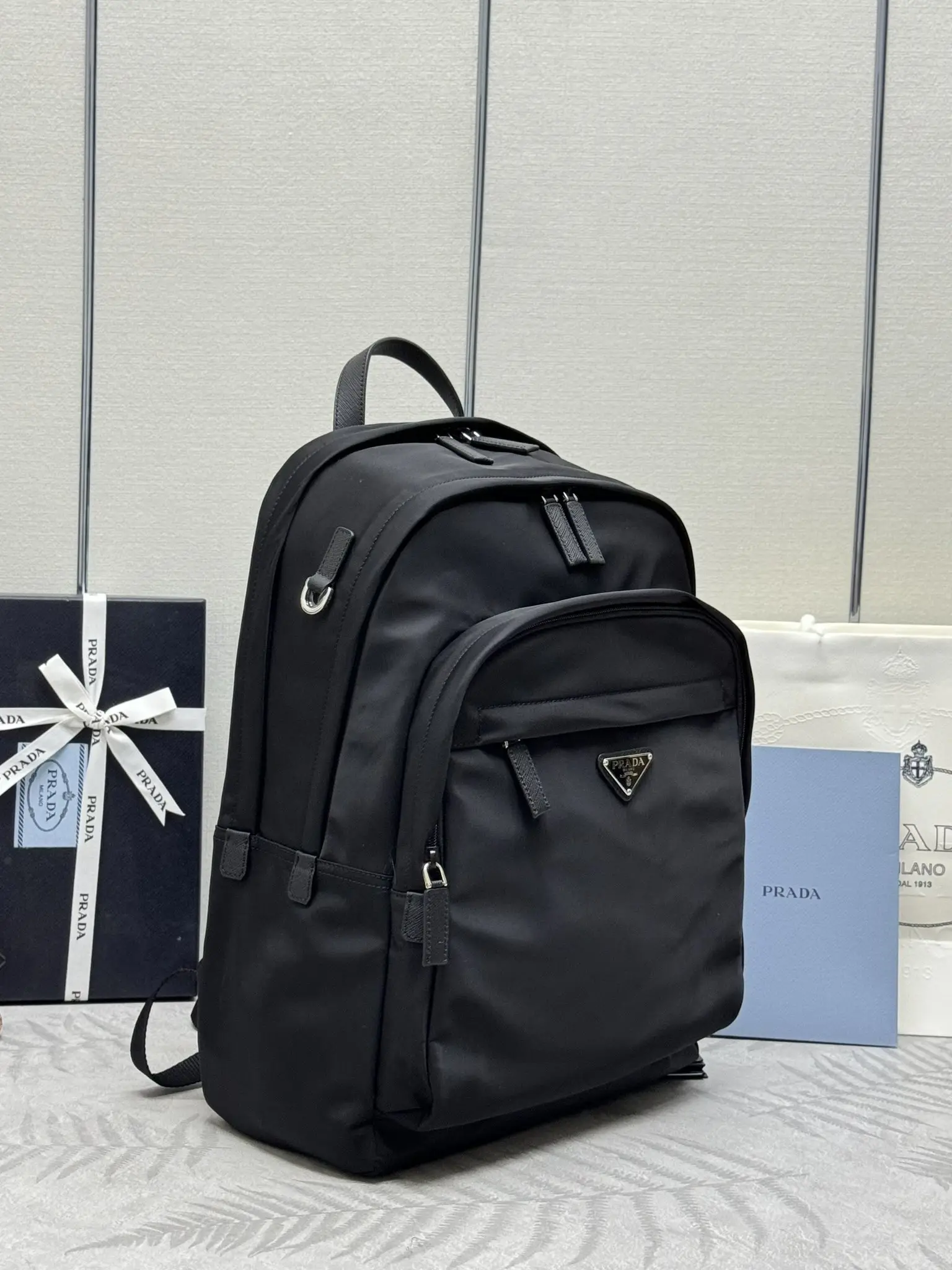Nylon and Saffiano Leather Backpack D83011276 — view 2