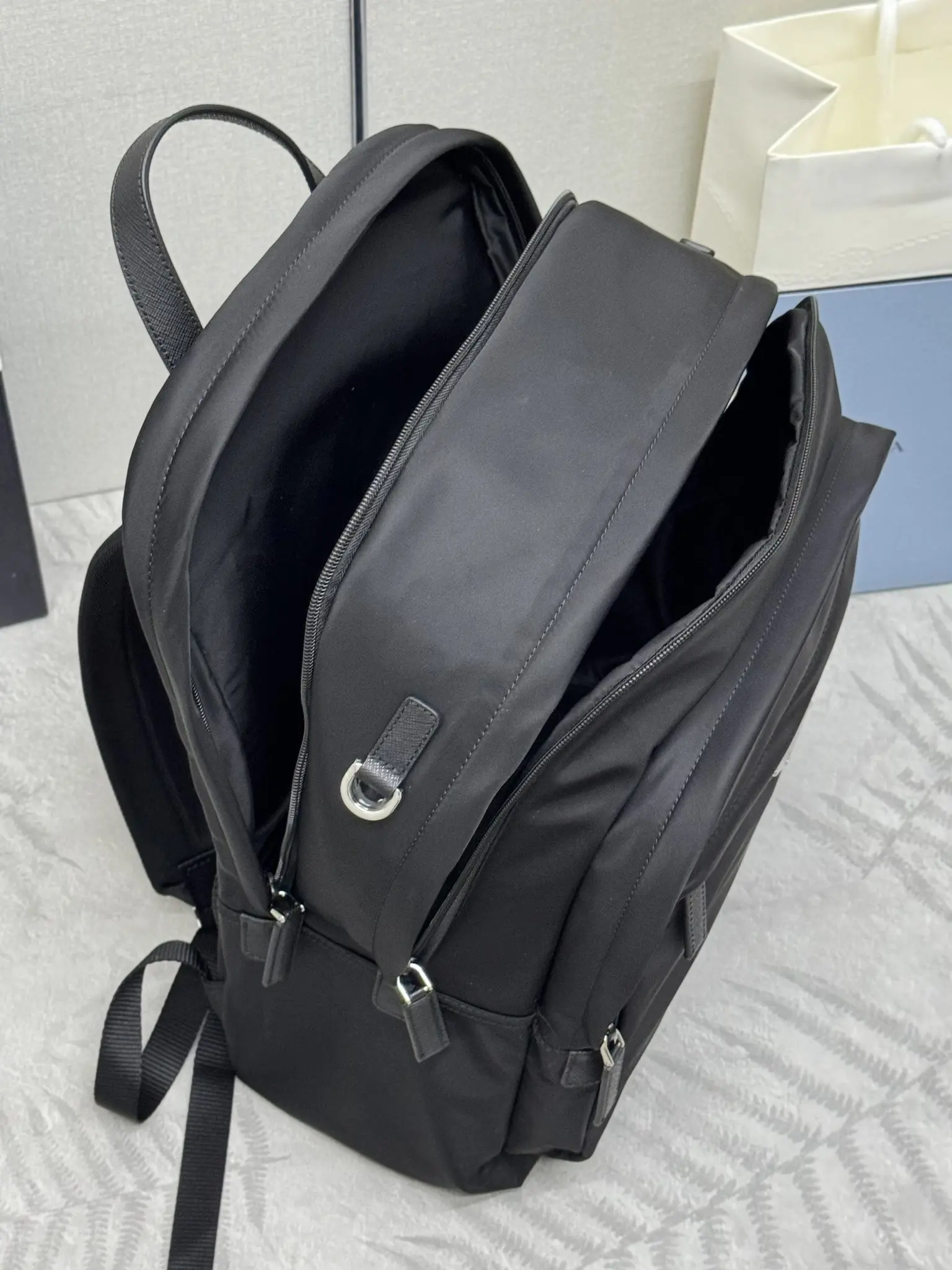 Nylon and Saffiano Leather Backpack D83011276 — view 6