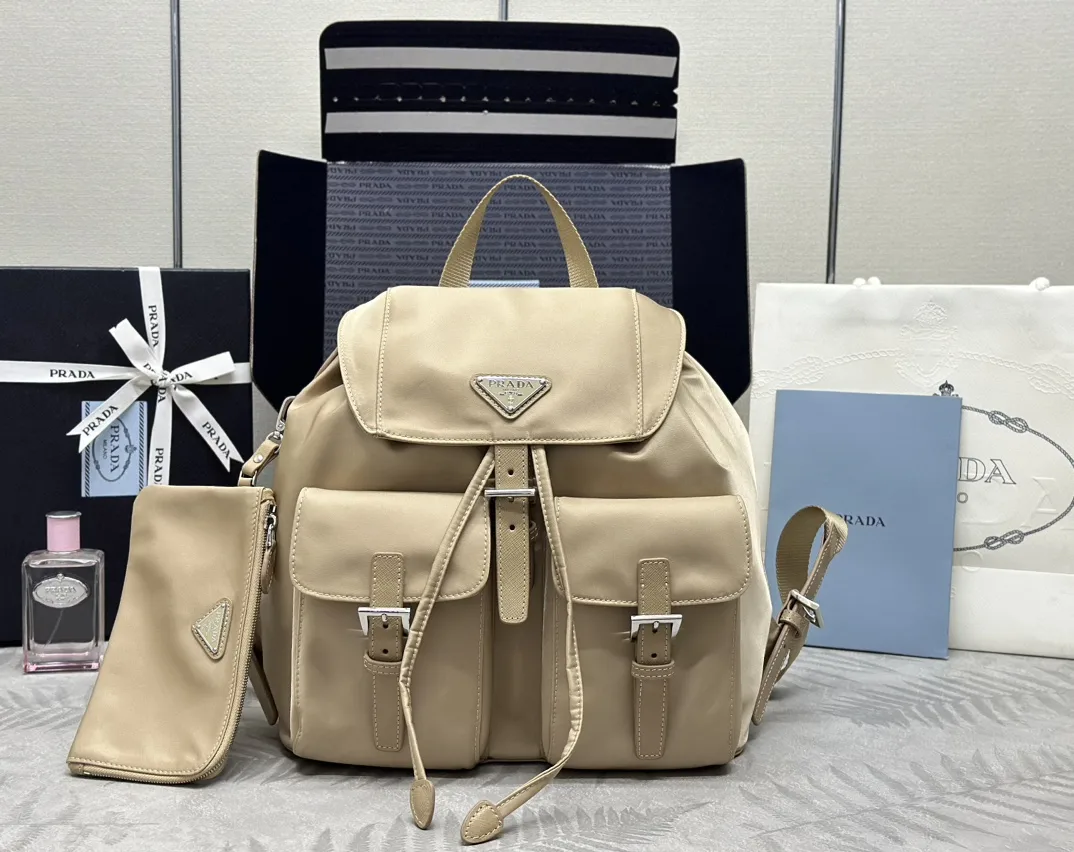 Prada Nylon Saffiano-Trim Backpack with Pouch D77011280