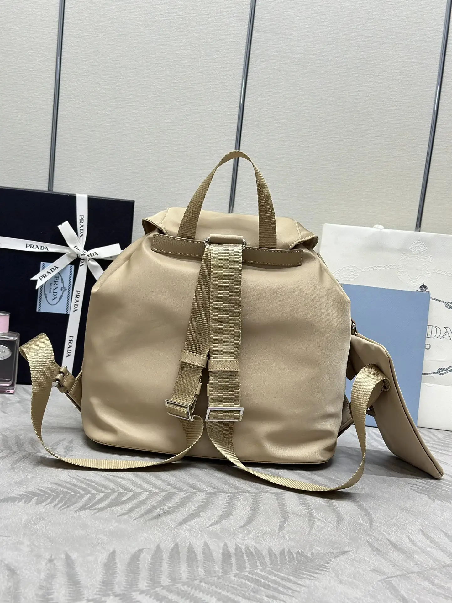 Prada Nylon Saffiano-Trim Backpack with Pouch D77011280 — view 3