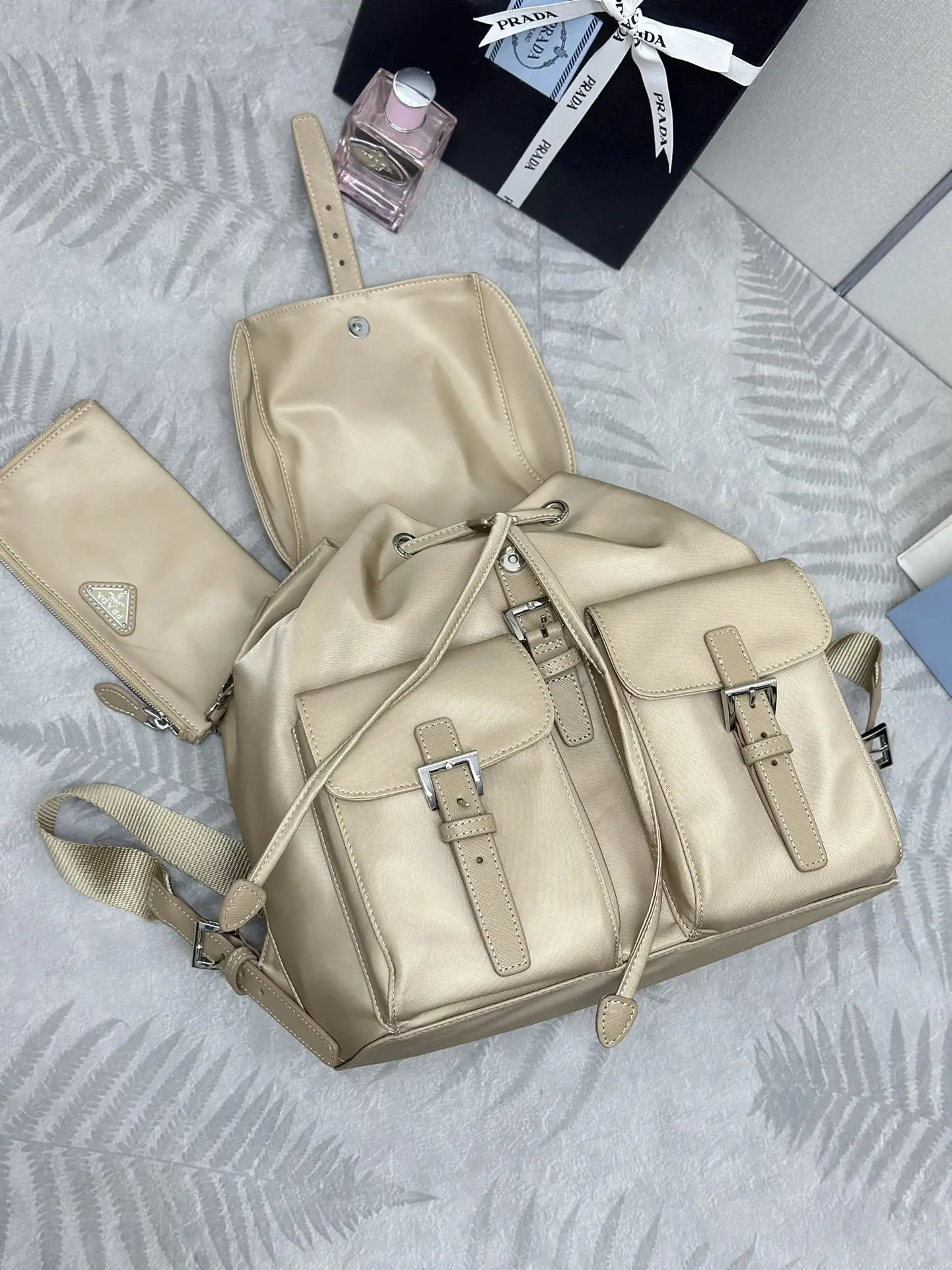 Prada Nylon Saffiano-Trim Backpack with Pouch D77011280 — view 6