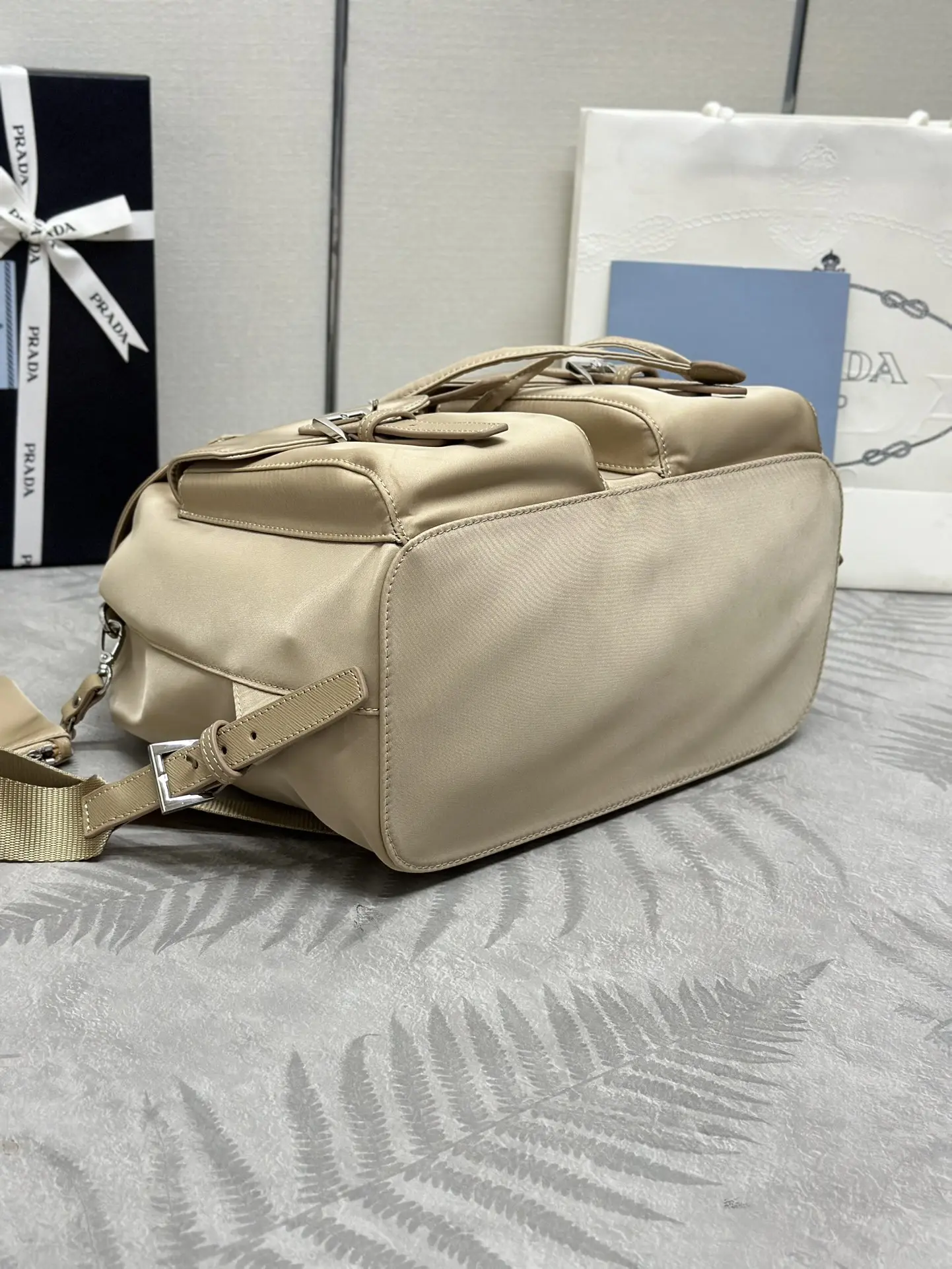 Prada Nylon Saffiano-Trim Backpack with Pouch D77011280 — view 7