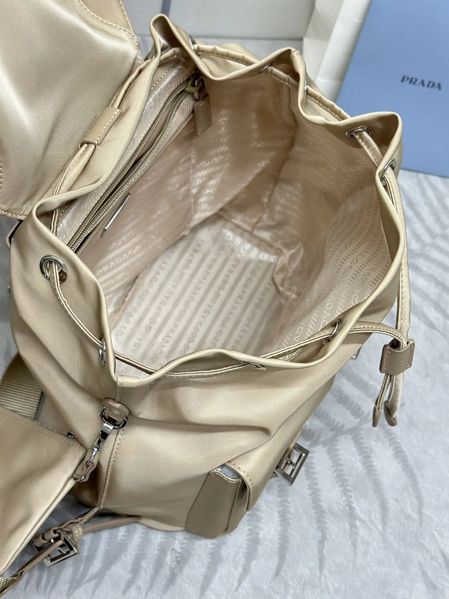 Prada Nylon Saffiano-Trim Backpack with Pouch D77011280 — view 8