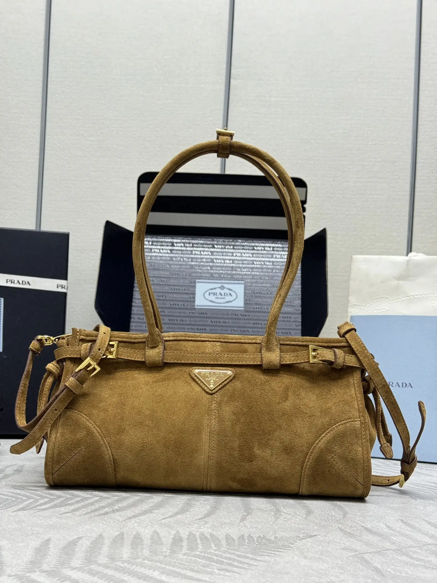 Prada Small Suede Soft Lux Top-Handle Bag D100011283