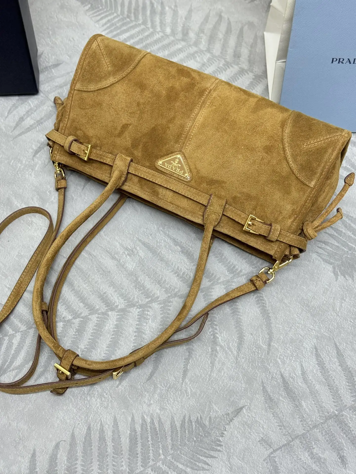 Prada Small Suede Soft Lux Top-Handle Bag D100011283 — view 6