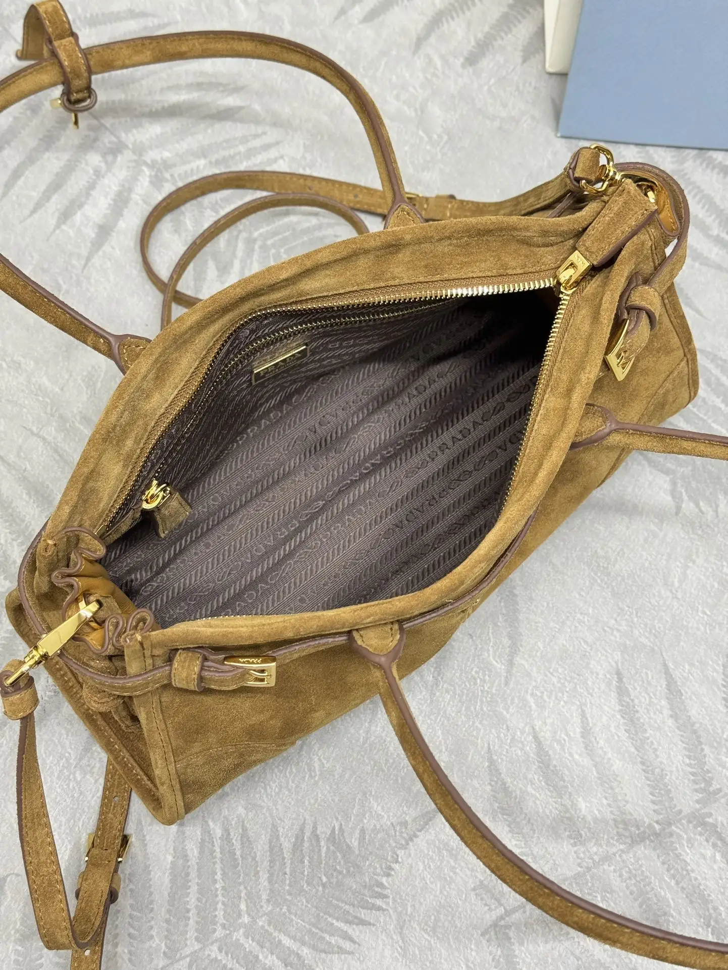 Prada Small Suede Soft Lux Top-Handle Bag D100011283 — view 8