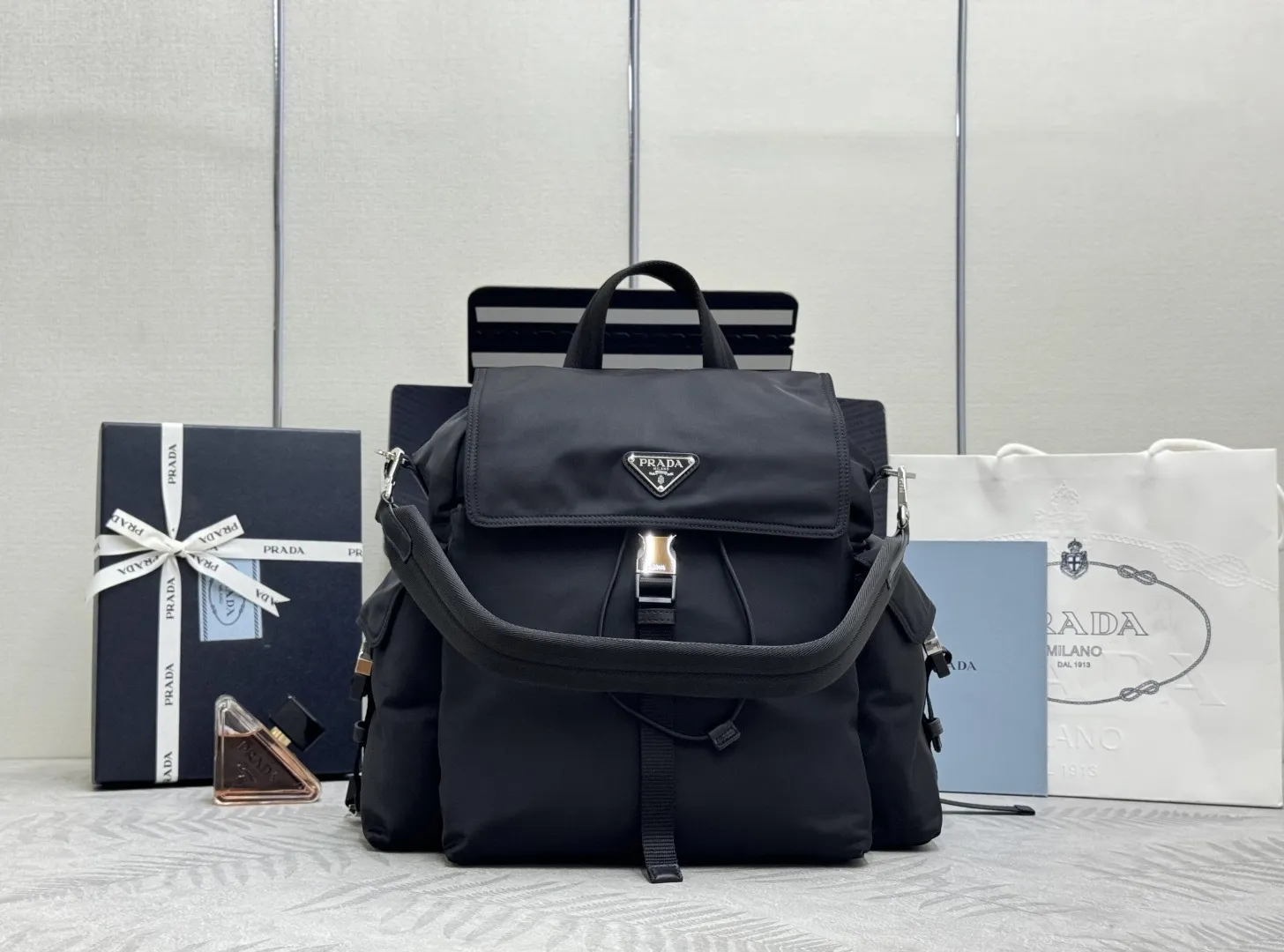 Prada Explore Re-Nylon and Leather Backpack D89011285