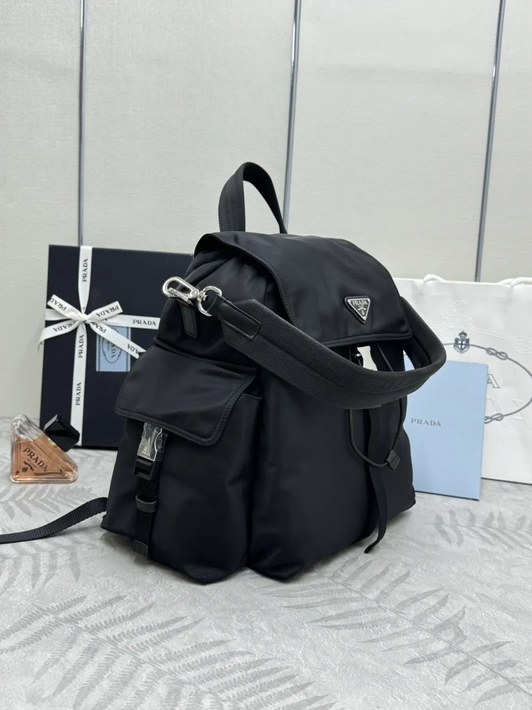 Prada Explore Re-Nylon and Leather Backpack D89011285 — view 3