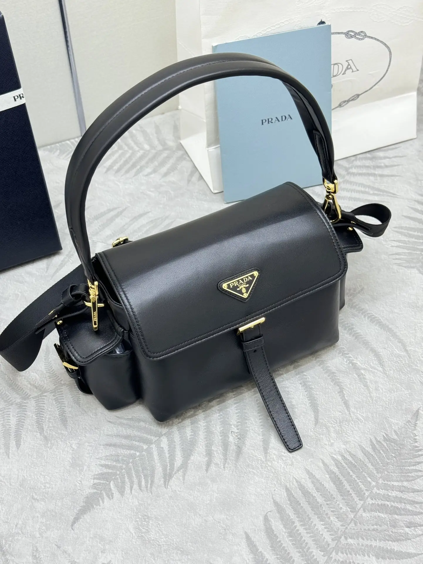 Lambskin Messenger Bag with Enamel Logo D99011291 — view 3