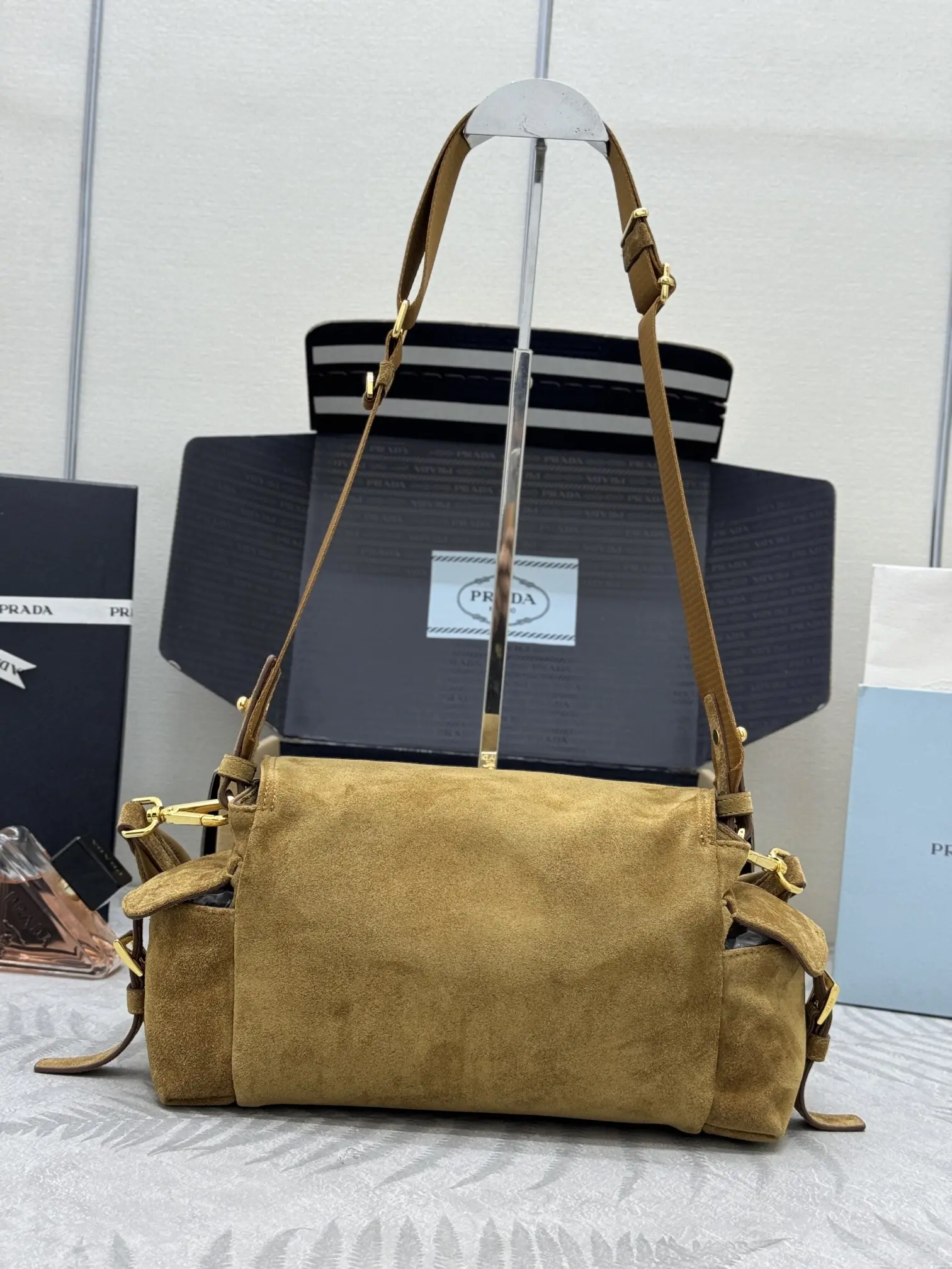 Suede Messenger Bag with Detachable Straps D99011294 — view 2