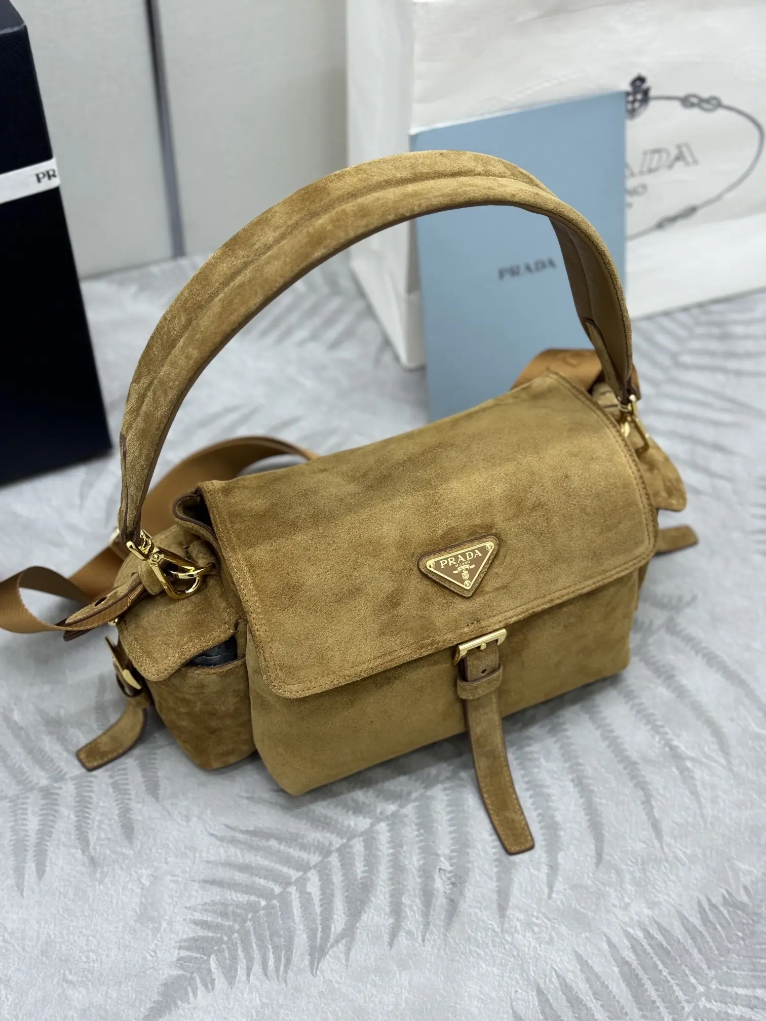 Suede Messenger Bag with Detachable Straps D99011294 — view 3