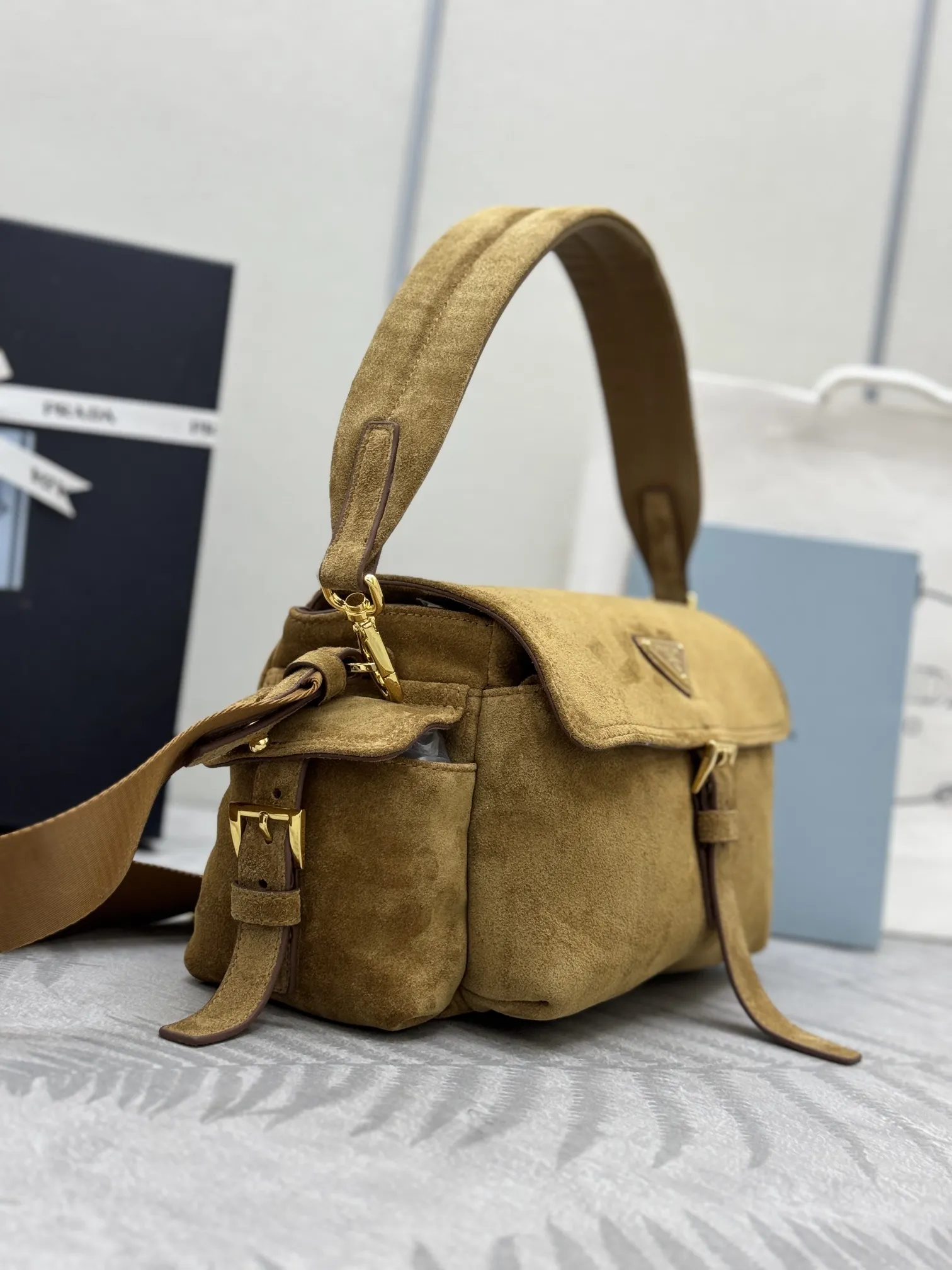 Suede Messenger Bag with Detachable Straps D99011294 — view 4