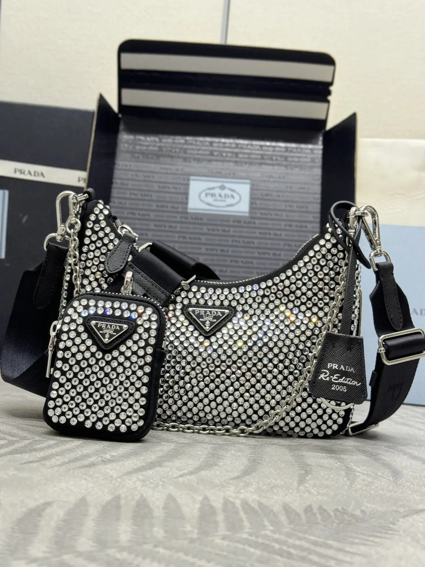 Re-Edition 2005 Crystal-Embellished Shoulder Bag D84011297 — view 2