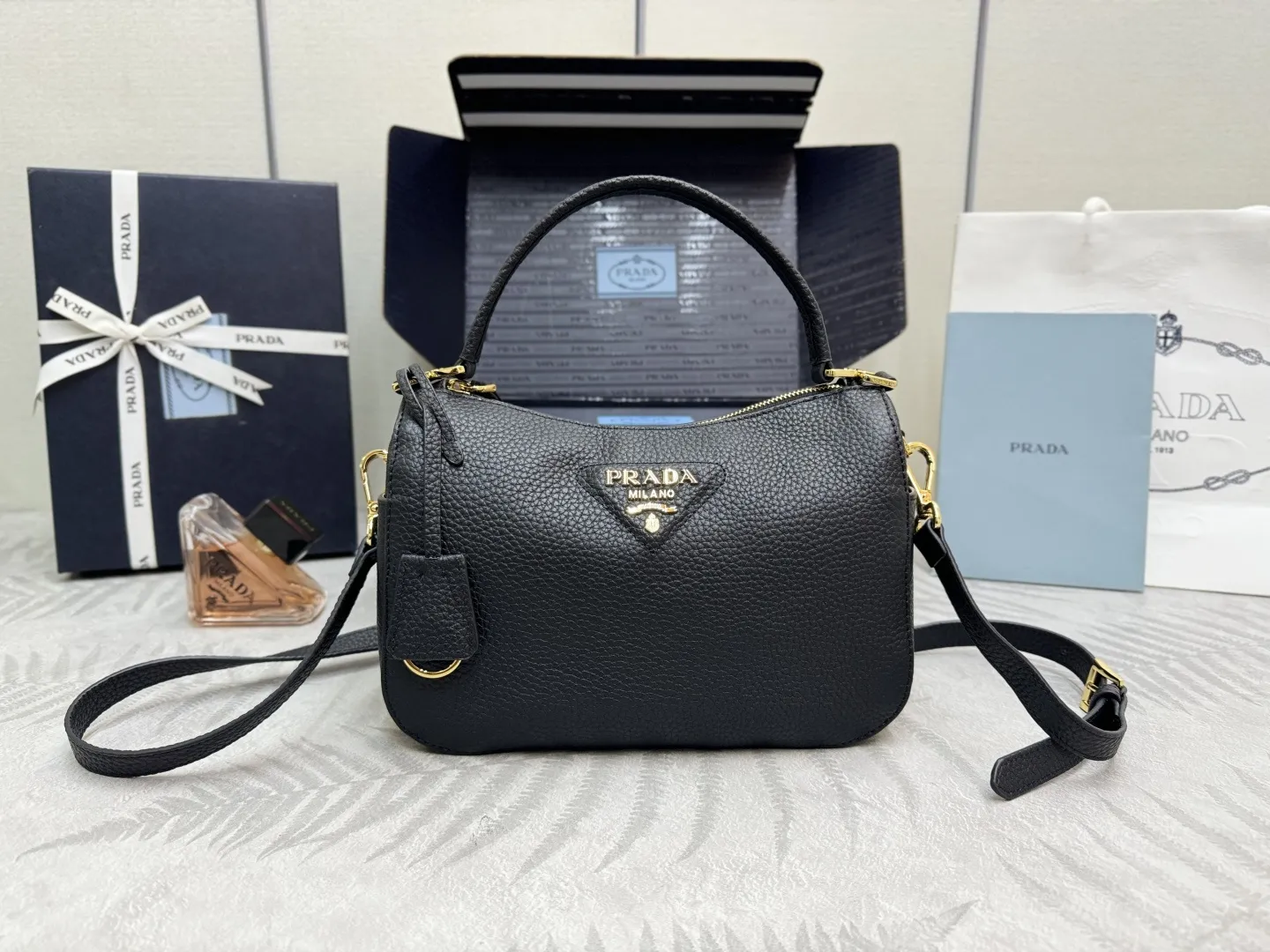 Prada Grained Leather Top-Handle Bag D99011299