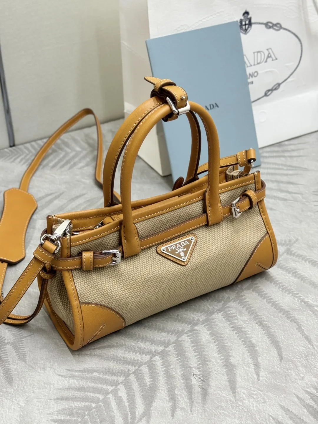 Prada Bonnie Mini Canvas and Leather Top-Handle Bag D97011302 — view 3
