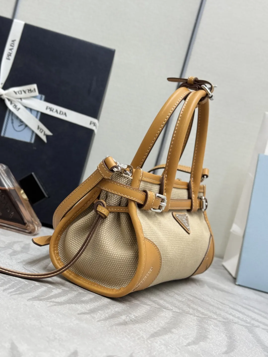 Prada Bonnie Mini Canvas and Leather Top-Handle Bag D97011302 — view 4