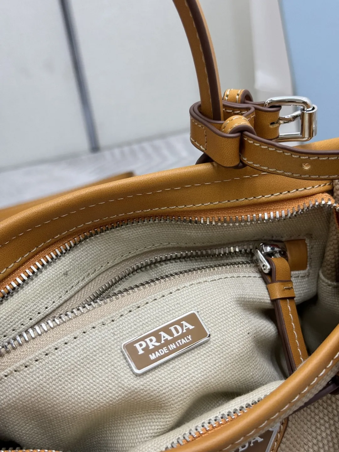 Prada Bonnie Mini Canvas and Leather Top-Handle Bag D97011302 — view 9