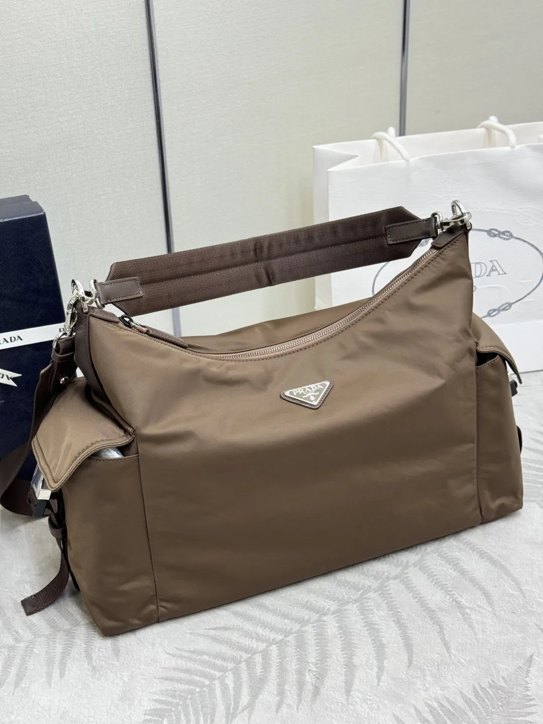 Nylon Explore Hobo Bag with Silver Hardware D79011304 — view 4