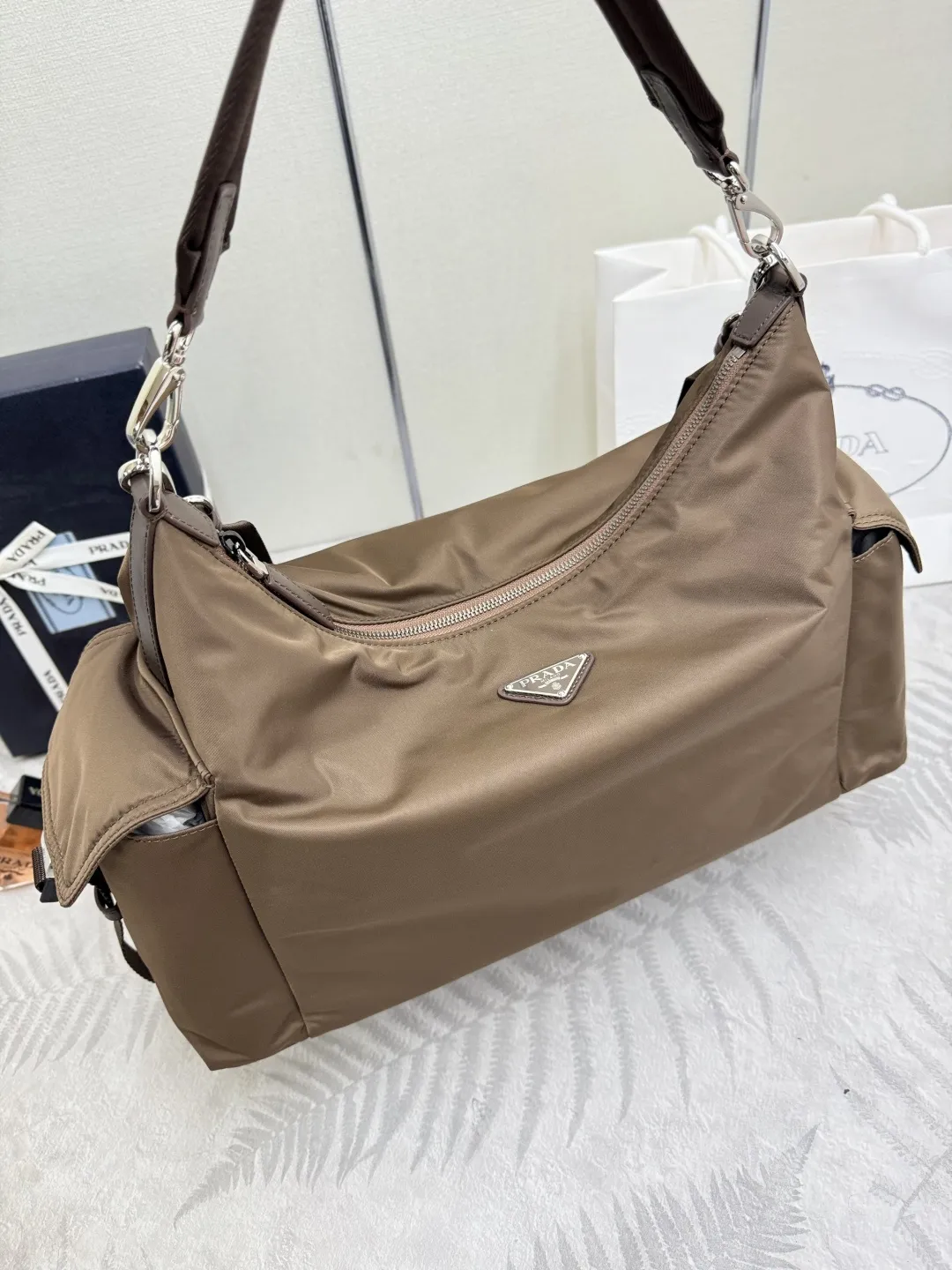 Nylon Explore Hobo Bag with Silver Hardware D79011304 — view 5