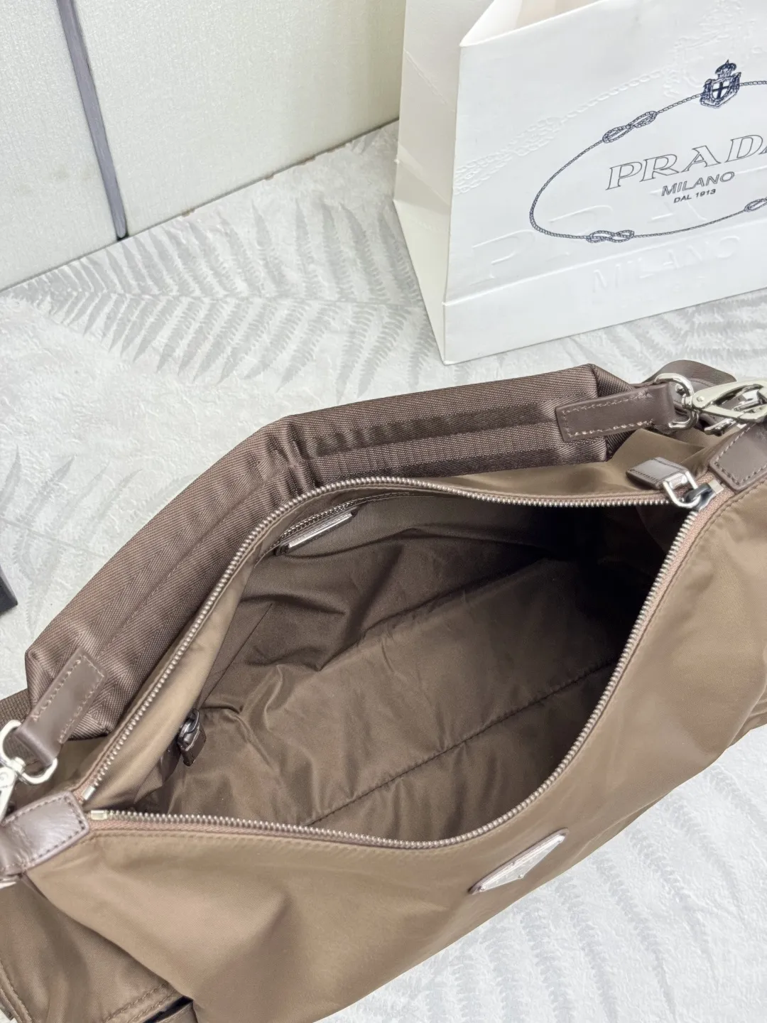 Nylon Explore Hobo Bag with Silver Hardware D79011304 — view 8