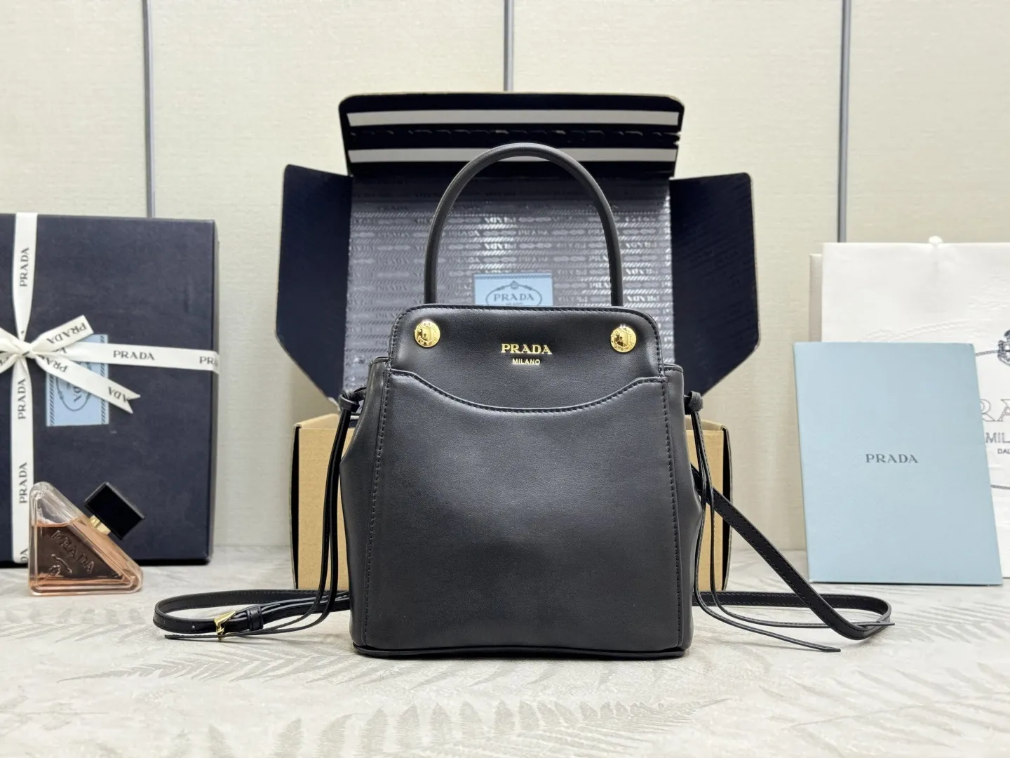 Prada Carry Leather Top-Handle Bag D89011307
