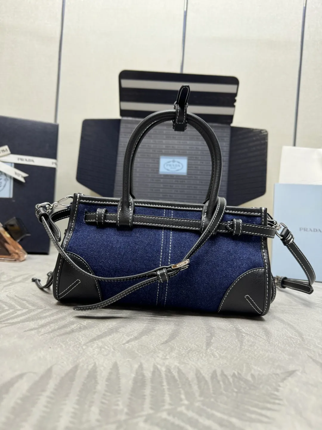Bonnie Mini Denim & Leather Top-Handle Bag D96011309 — view 2