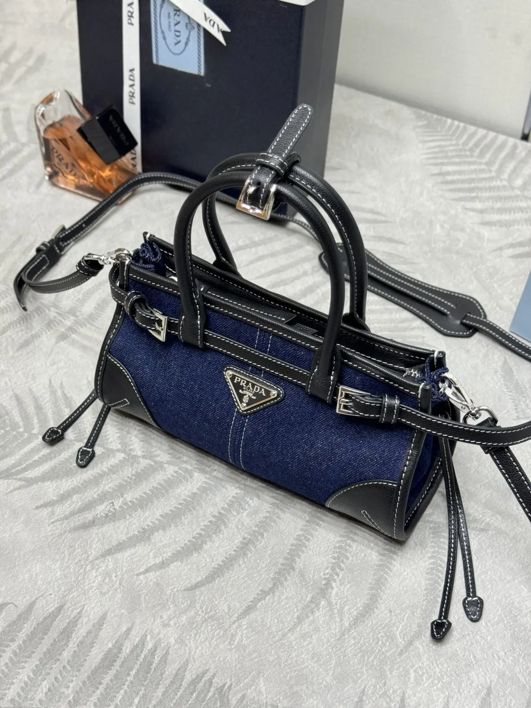 Bonnie Mini Denim & Leather Top-Handle Bag D96011309 — view 3