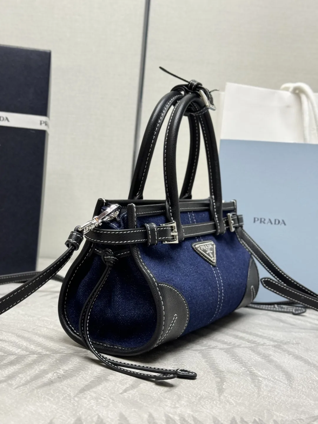Bonnie Mini Denim & Leather Top-Handle Bag D96011309 — view 4