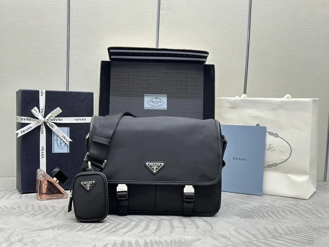 Prada Nylon and Saffiano Leather Messenger Bag D81011310