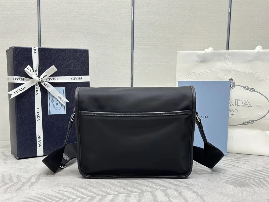 Nylon Saffiano-Trim Messenger Bag with Pouch D79011311 — view 3