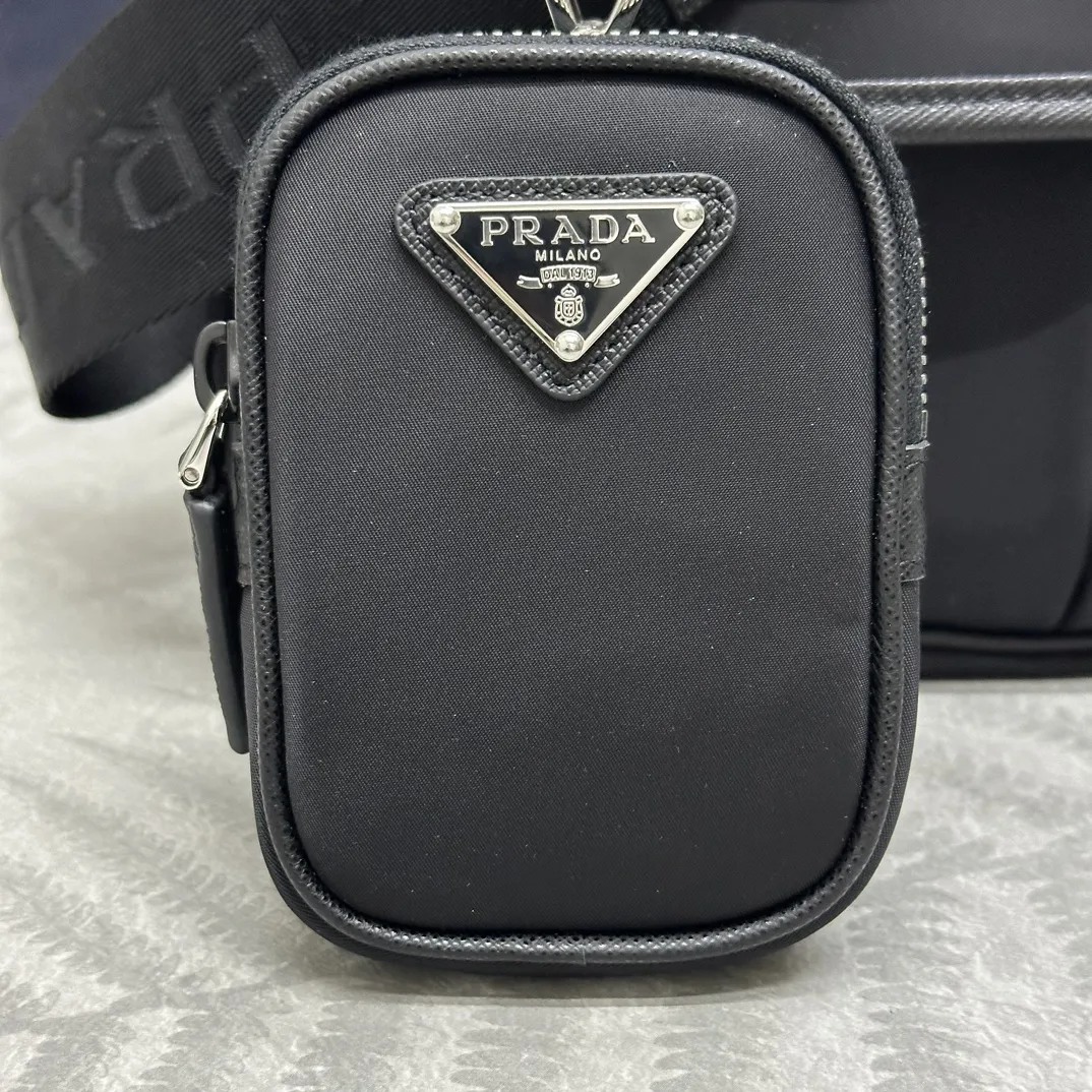 Nylon Saffiano-Trim Messenger Bag with Pouch D79011311 — view 7