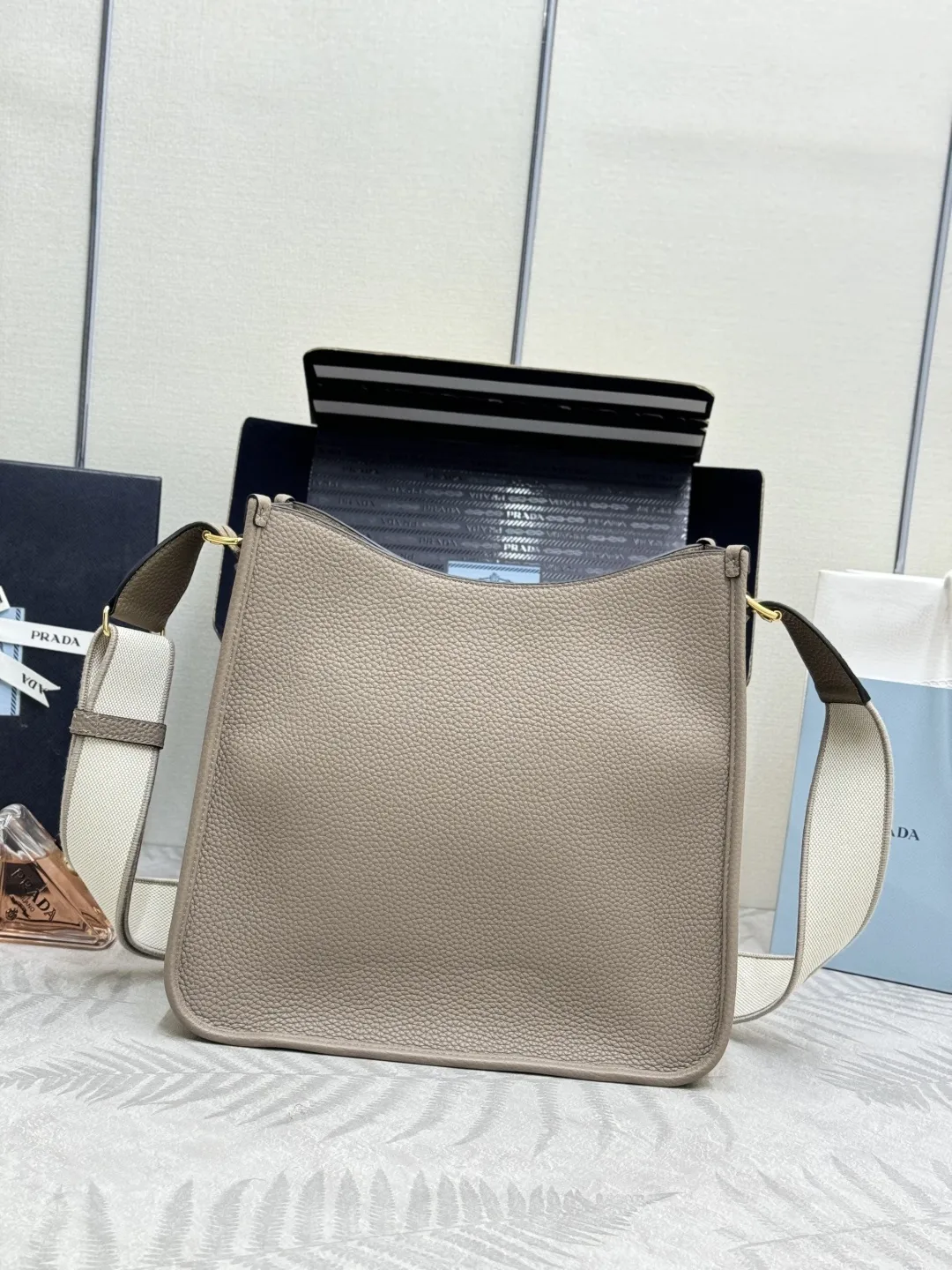 Prada Grained Leather Crossbody Bag with Logo Strap D106011314 — view 2