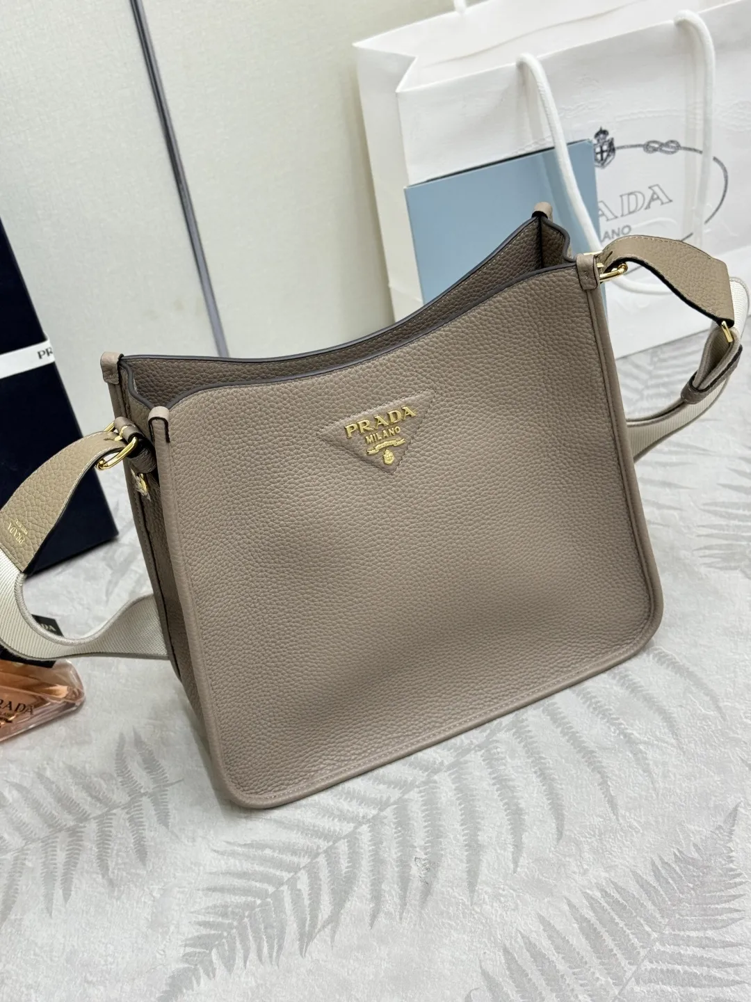 Prada Grained Leather Crossbody Bag with Logo Strap D106011314 — view 3