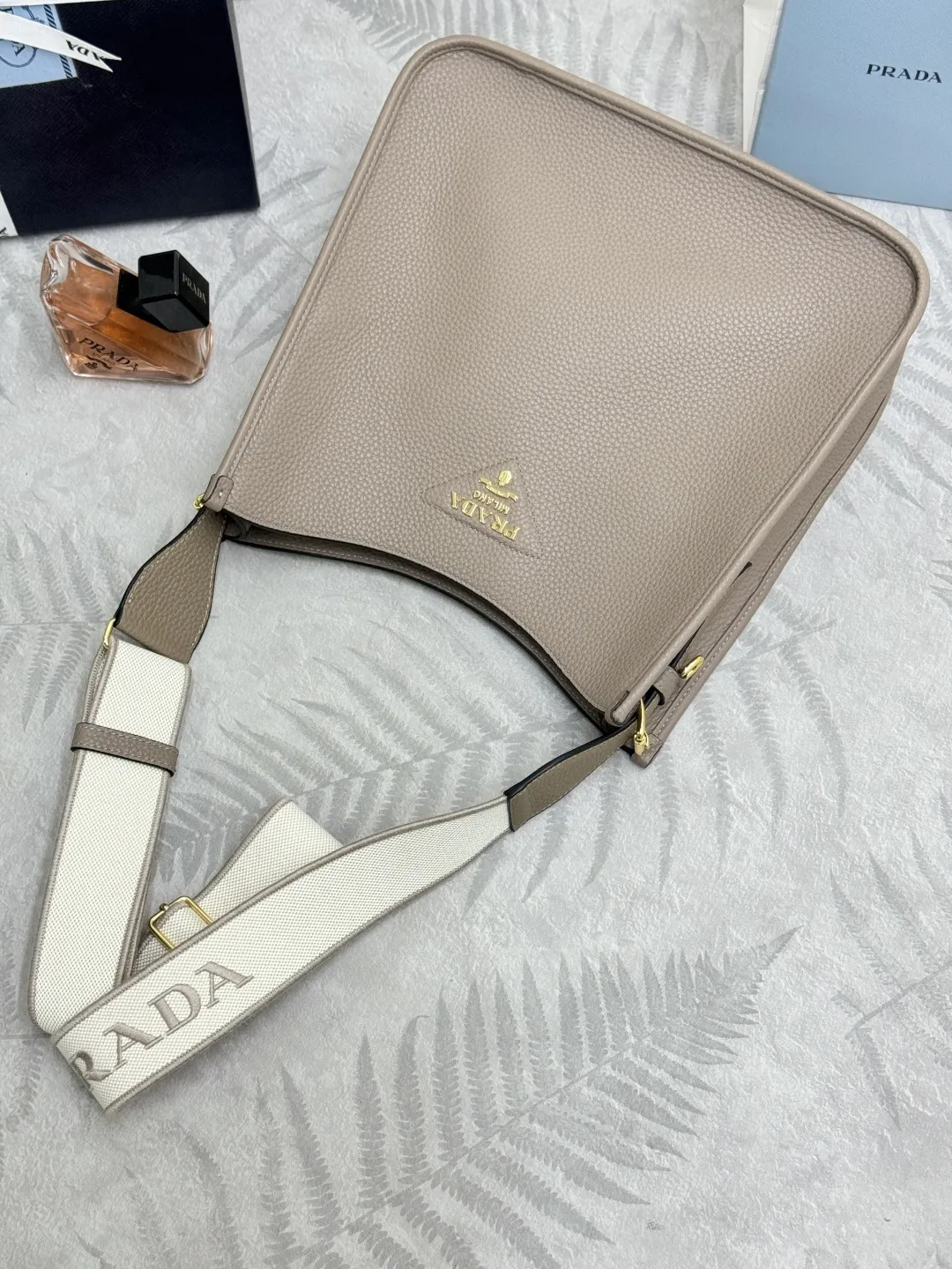 Prada Grained Leather Crossbody Bag with Logo Strap D106011314 — view 5