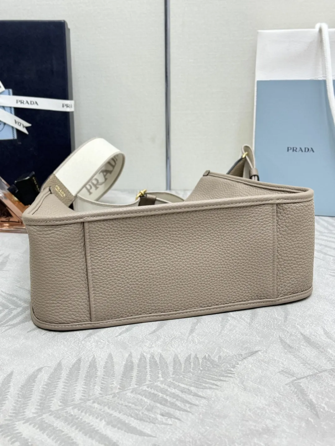Prada Grained Leather Crossbody Bag with Logo Strap D106011314 — view 6