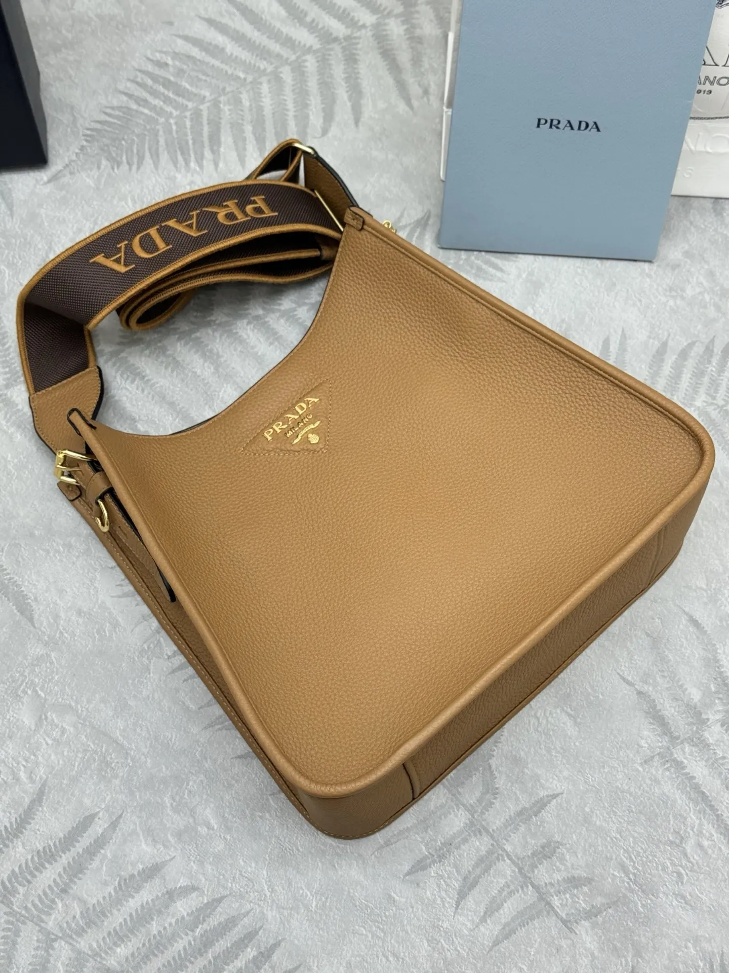 Prada Grained Leather Crossbody Bag with Logo Strap D106011315 — view 5