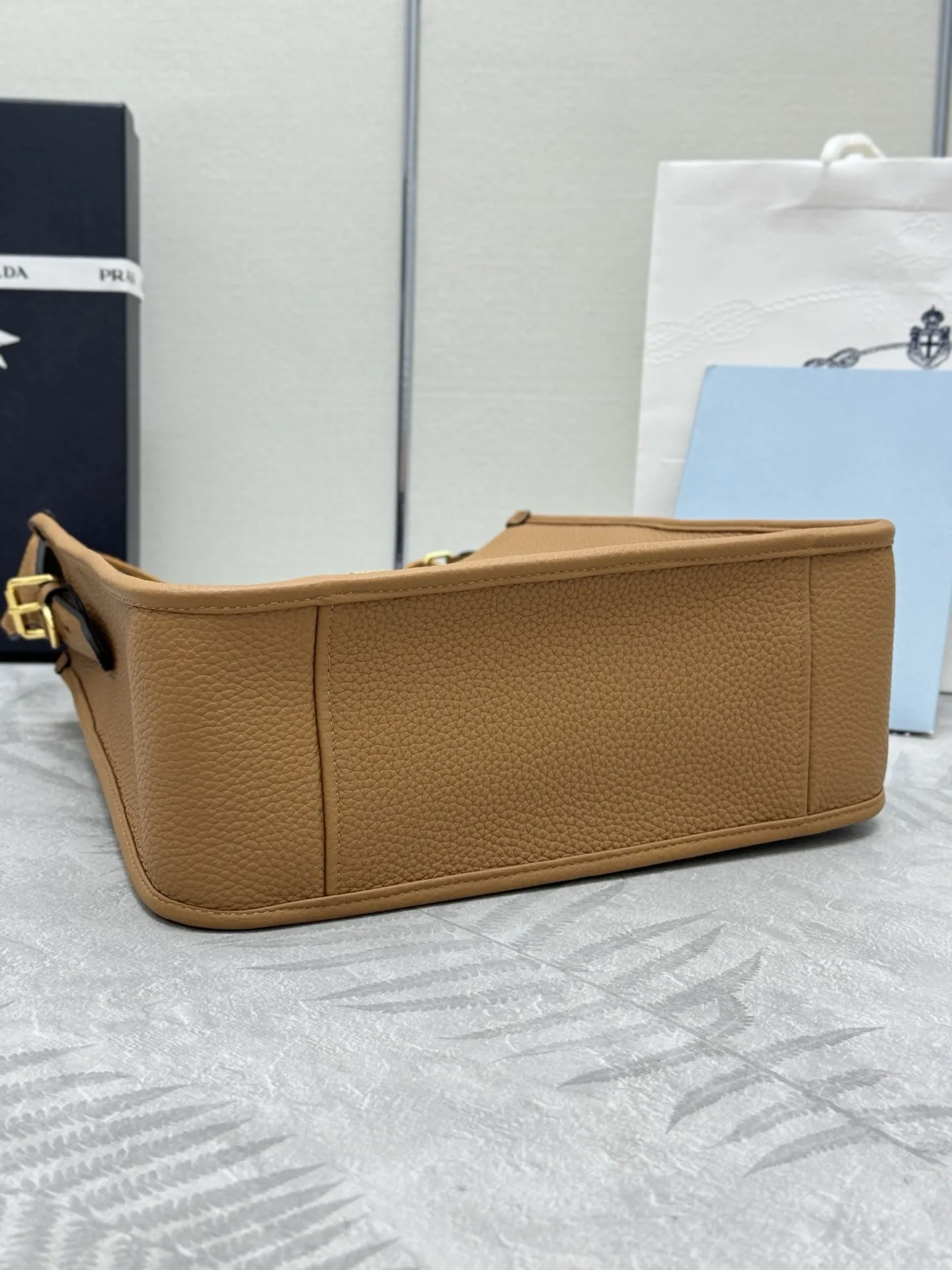 Prada Grained Leather Crossbody Bag with Logo Strap D106011315 — view 6