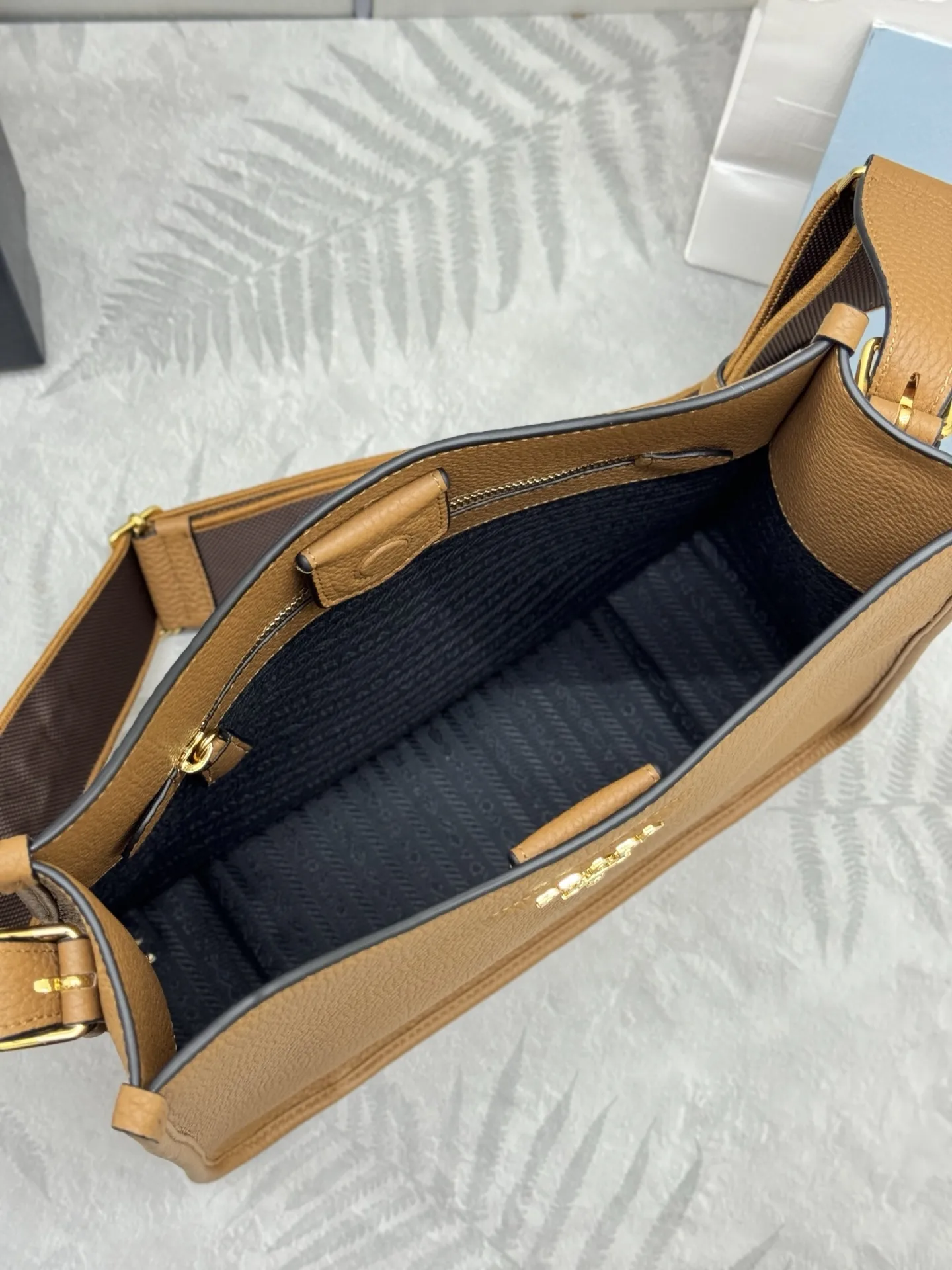 Prada Grained Leather Crossbody Bag with Logo Strap D106011315 — view 8