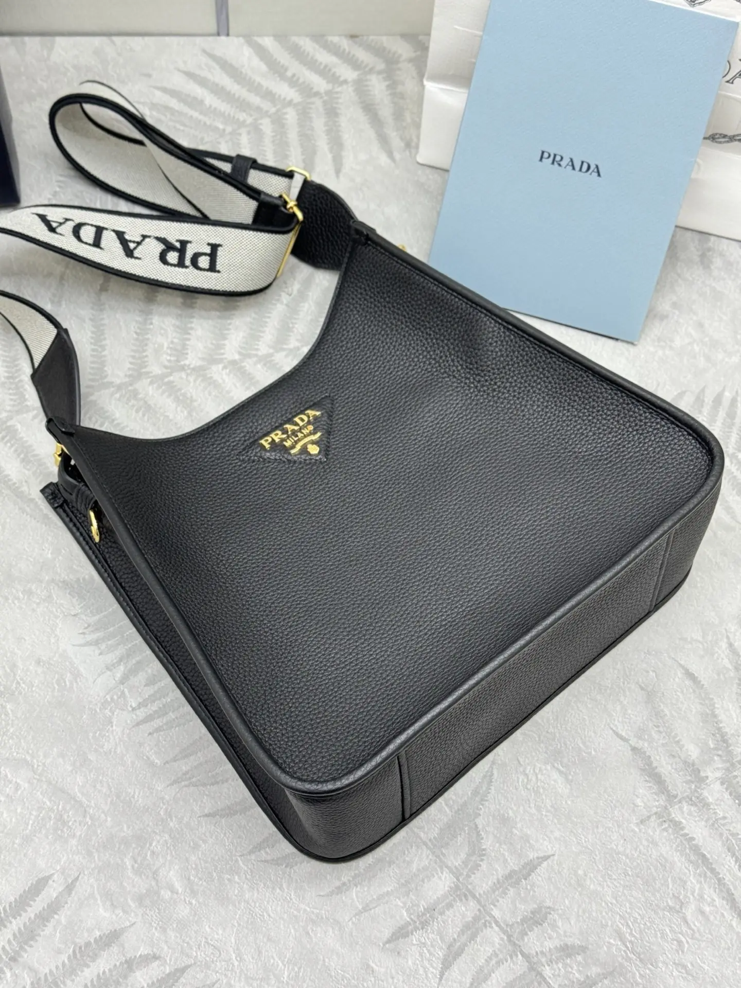 Prada Grained Leather Crossbody Bag with Logo Strap D106011316 — view 5