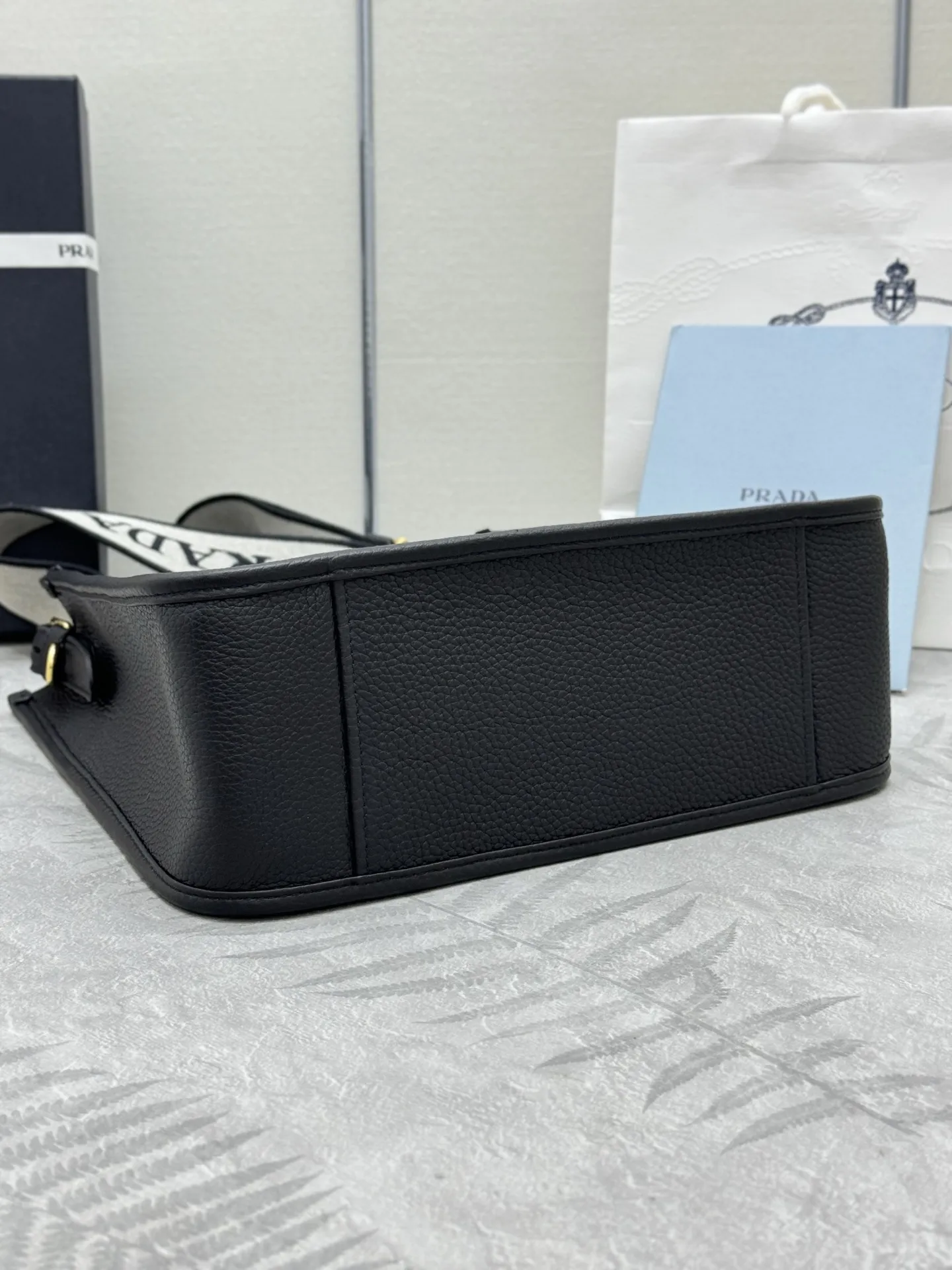 Prada Grained Leather Crossbody Bag with Logo Strap D106011316 — view 6