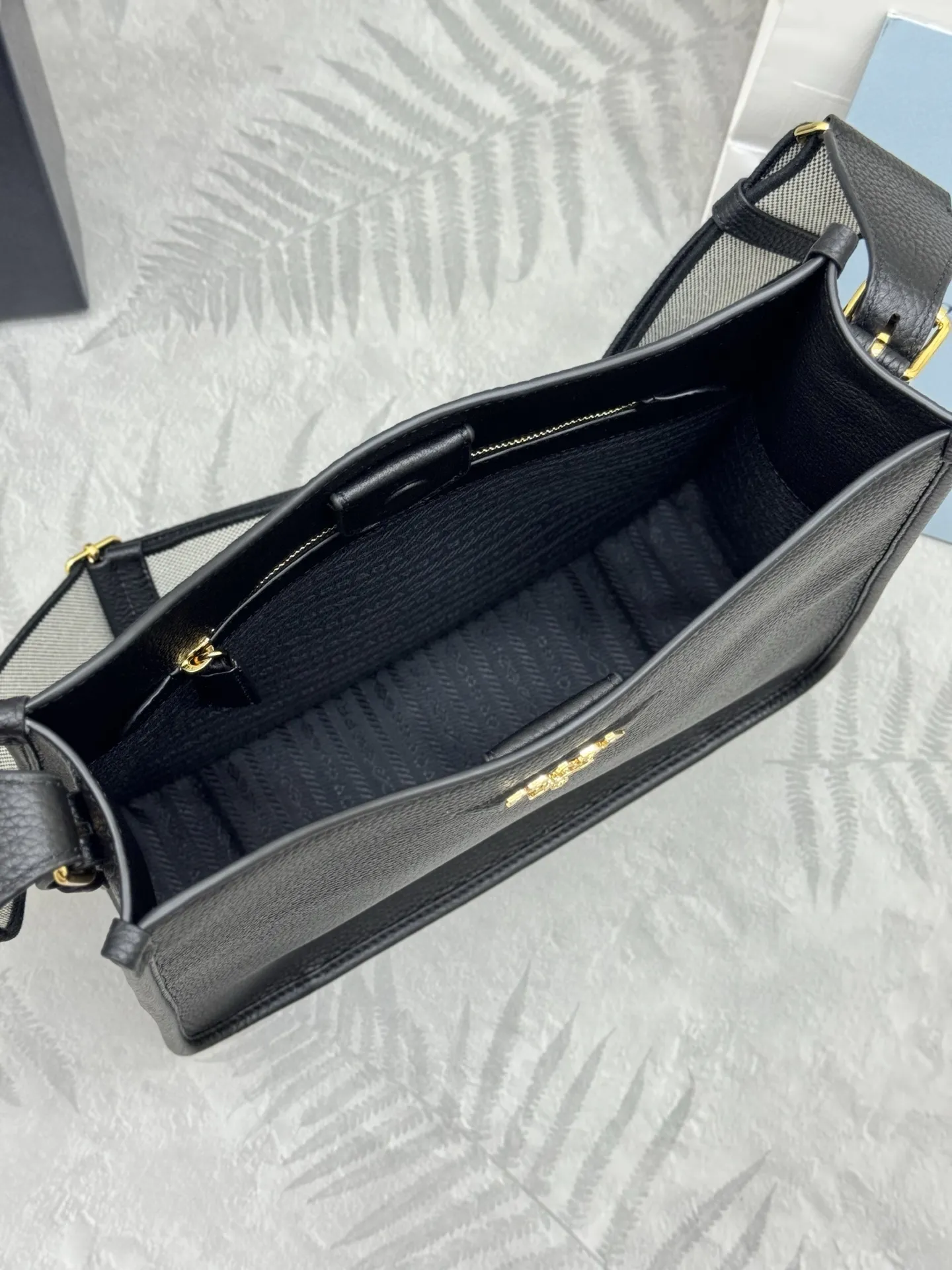 Prada Grained Leather Crossbody Bag with Logo Strap D106011316 — view 8