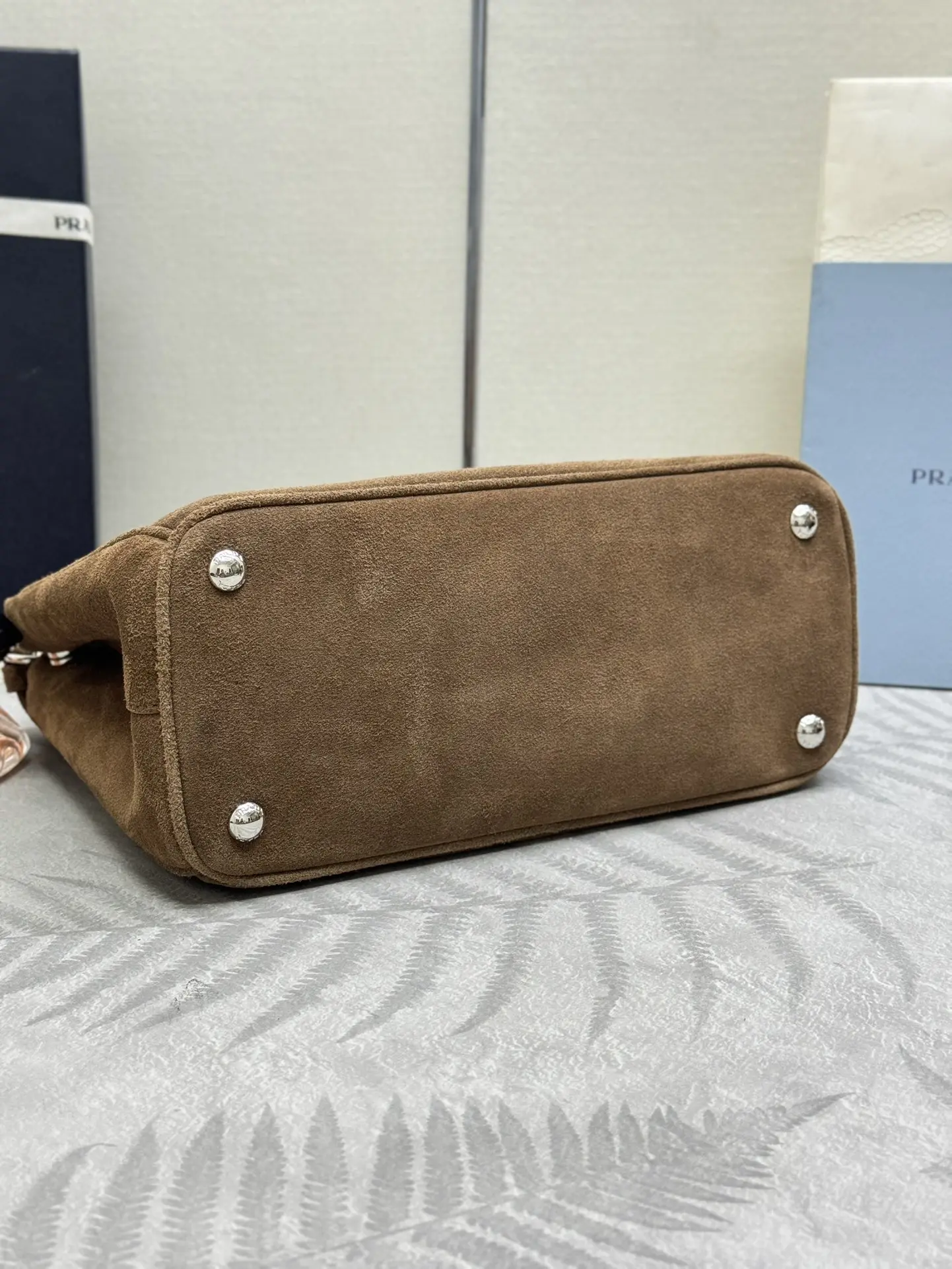 Prada Suede Saffiano Leather Double Handle Tote Bag D101011046 — view 5