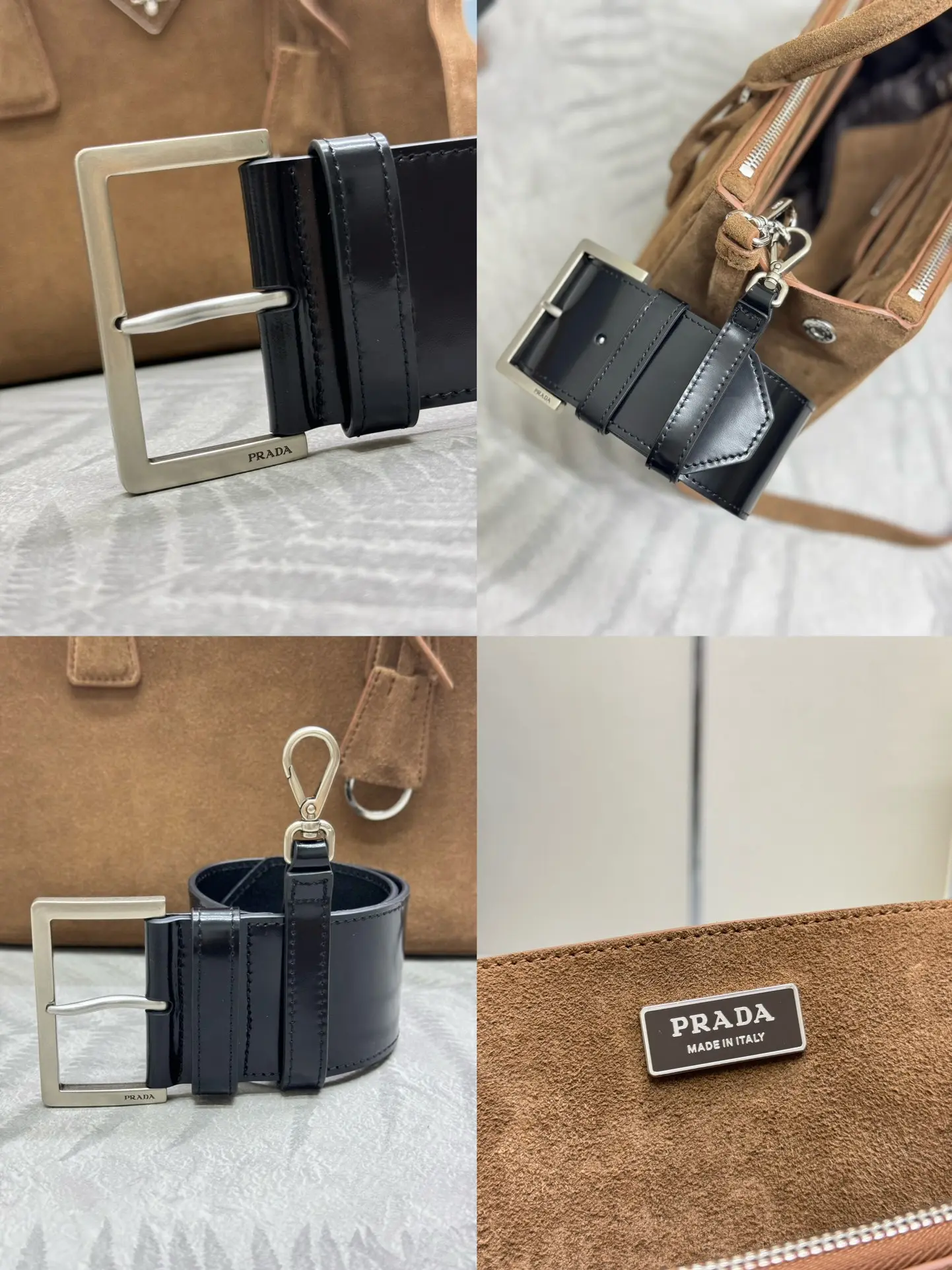 Prada Suede Saffiano Leather Double Handle Tote Bag D101011046 — view 9