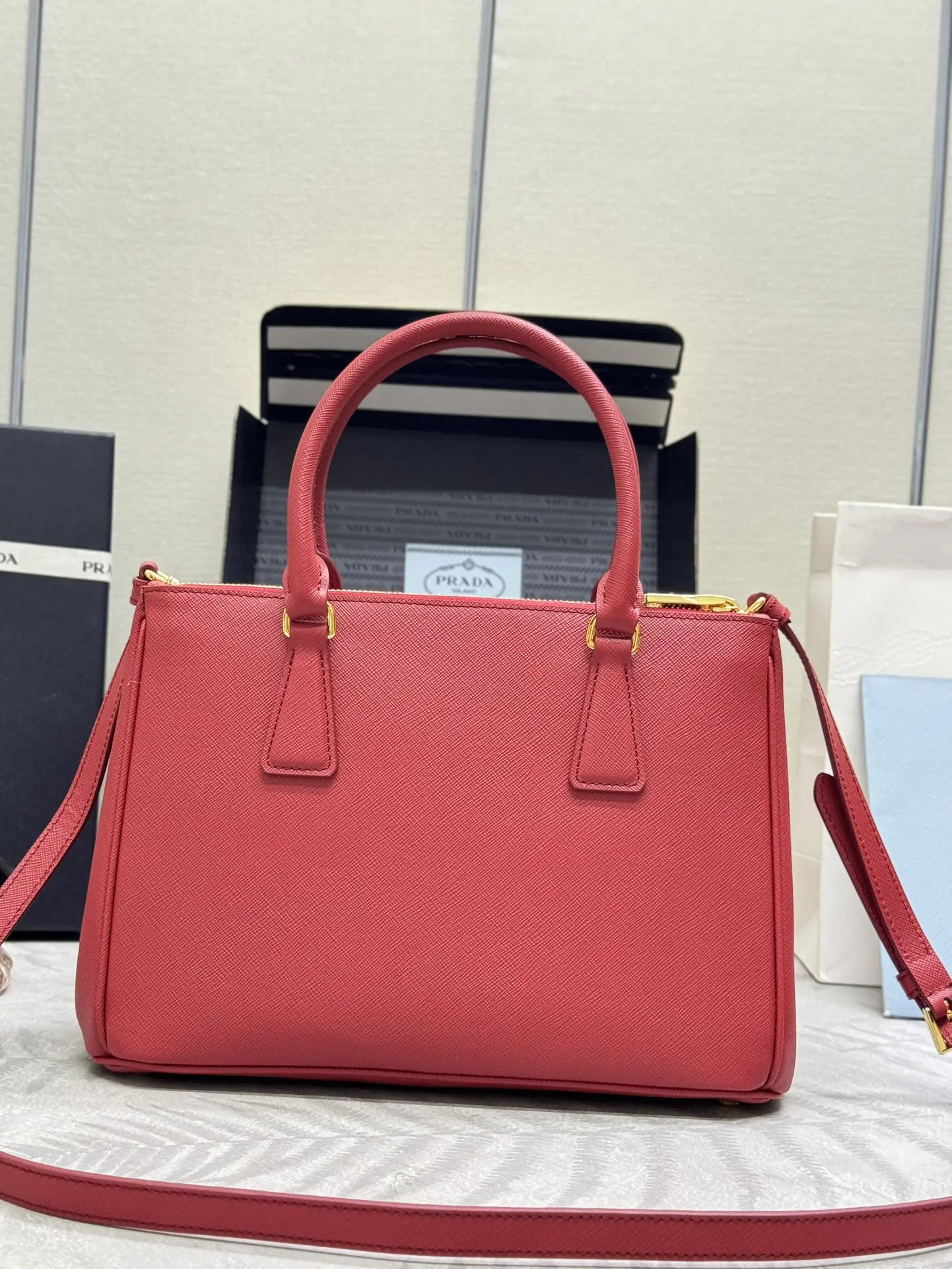 Prada Saffiano Leather Double Handle Tote Bag D99011320 — view 2