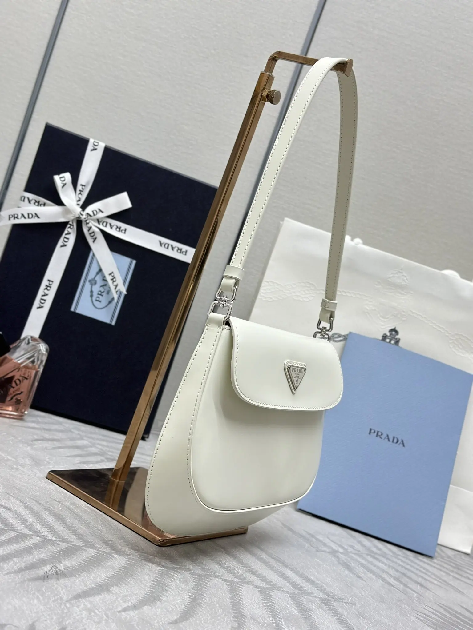 Prada Cleo Brushed Leather Shoulder Bag D82011323 — view 2