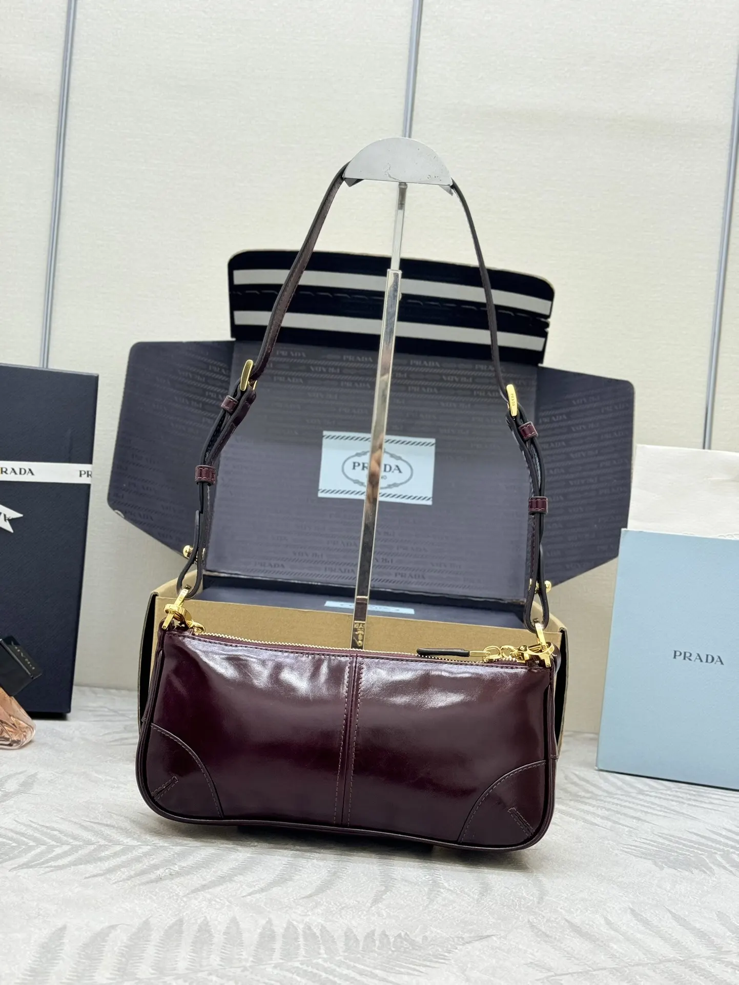 Prada 1BC221 Patent Leather Chain Shoulder Bag D89011324 — view 2