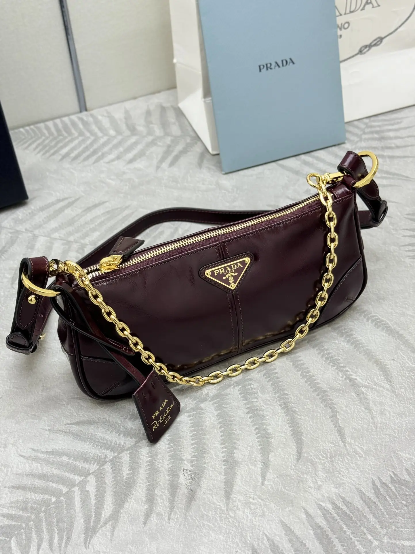 Prada 1BC221 Patent Leather Chain Shoulder Bag D89011324 — view 3