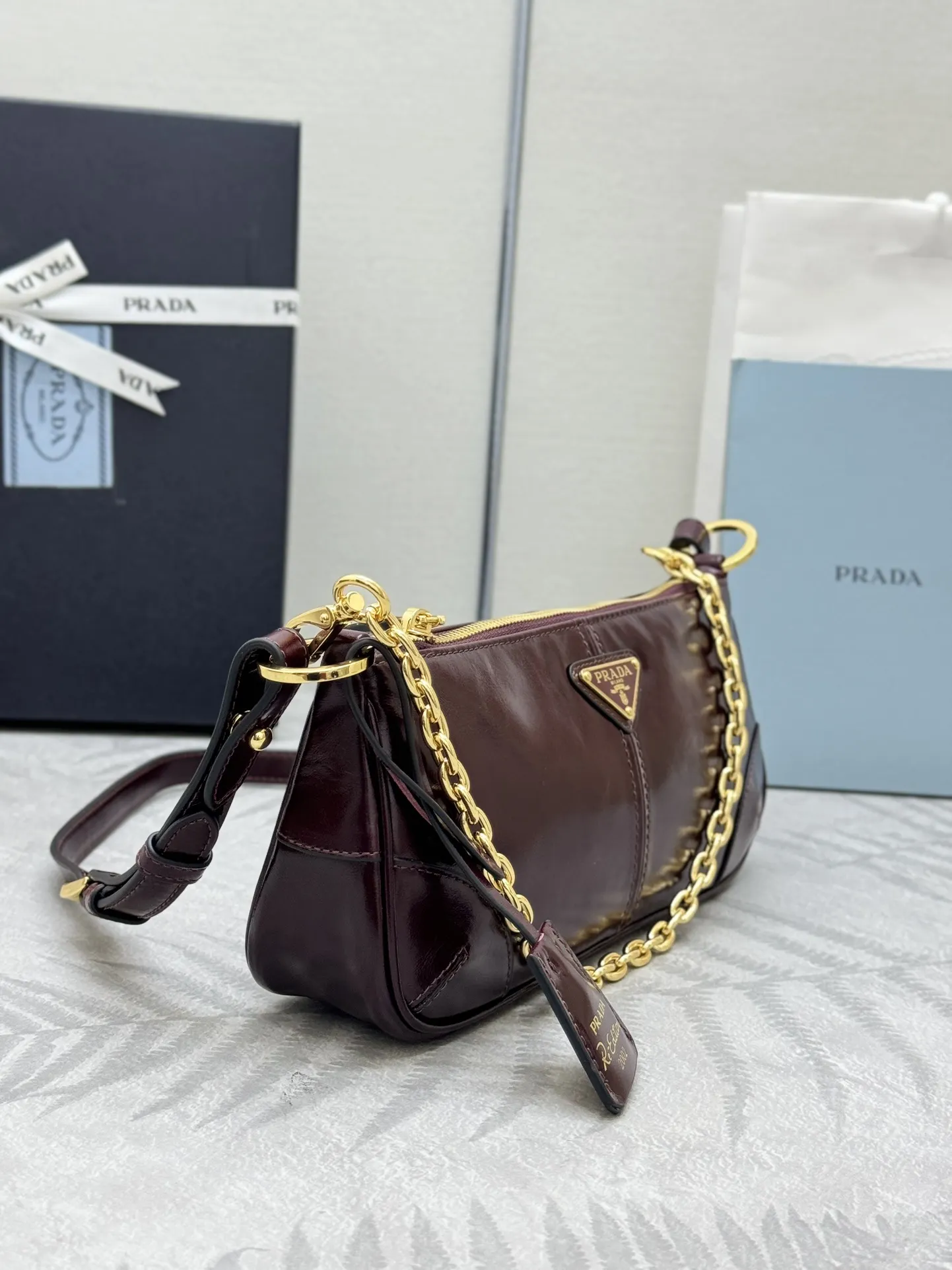 Prada 1BC221 Patent Leather Chain Shoulder Bag D89011324 — view 4